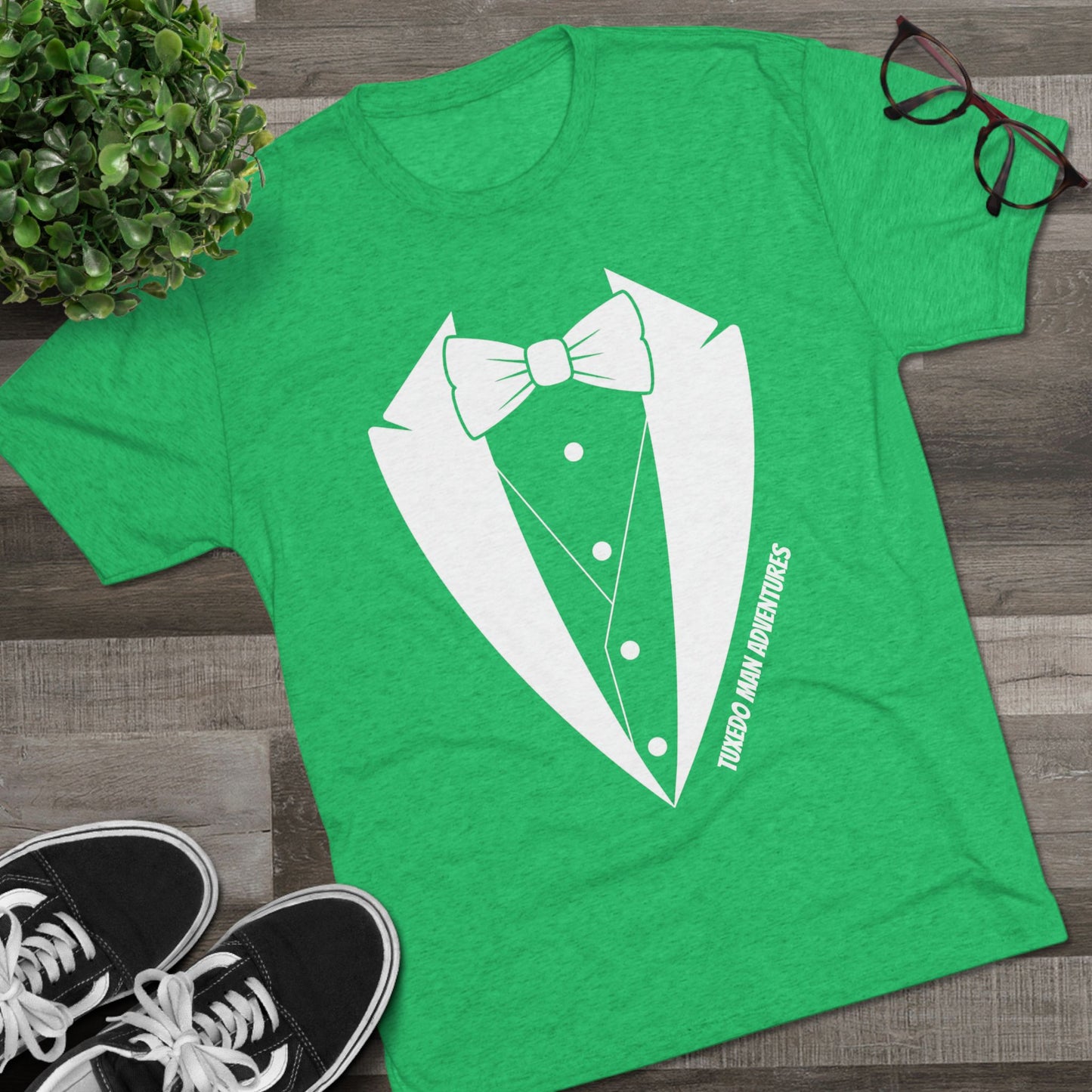 Adult Unisex Tuxedo Man Logo Tri-Blend Tee (Vintage palette)