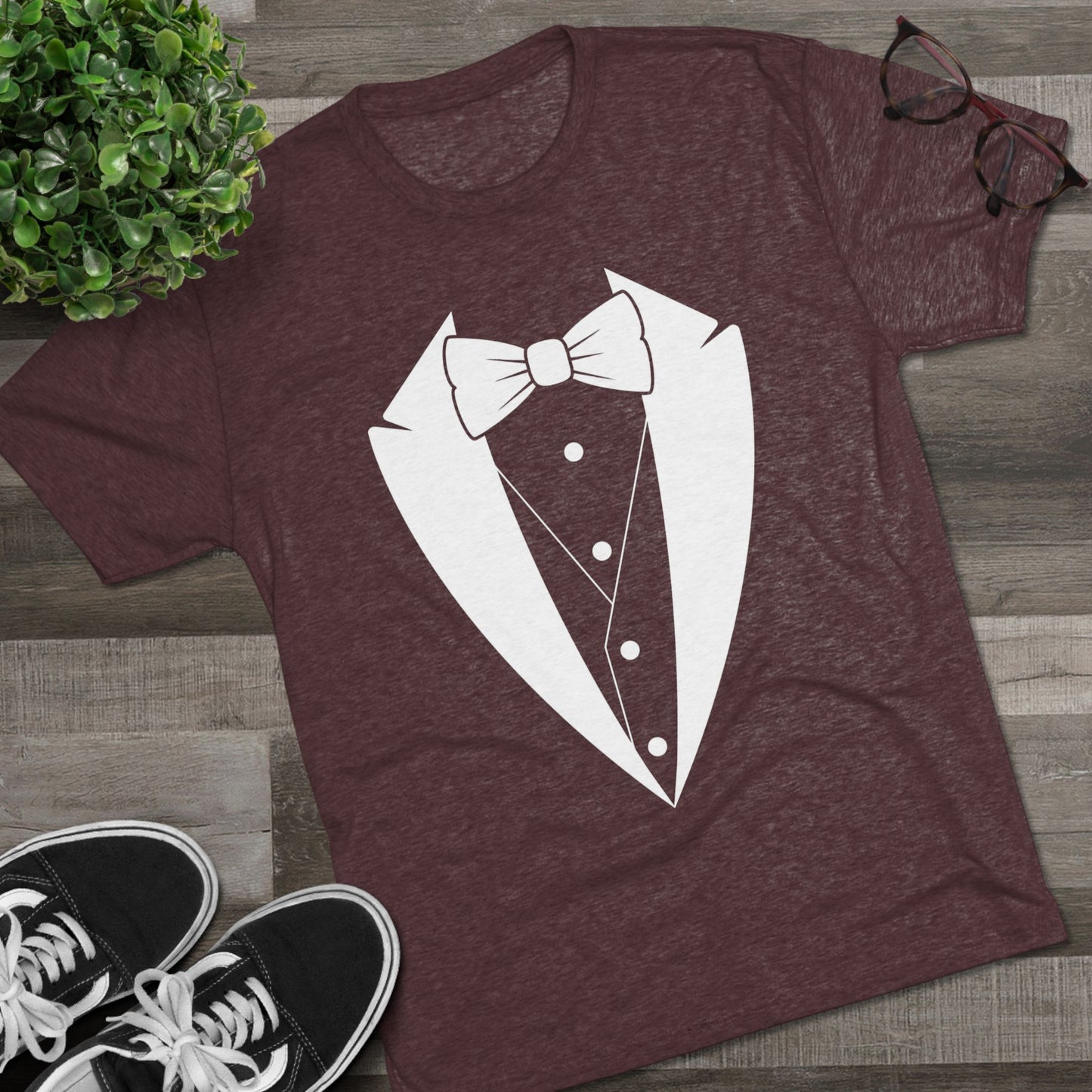 Adult Unisex Tuxedo Man Logo (dark colors, white logo) Next Level Ultrasoft Tri-Blend  Crew Tee S-3XL