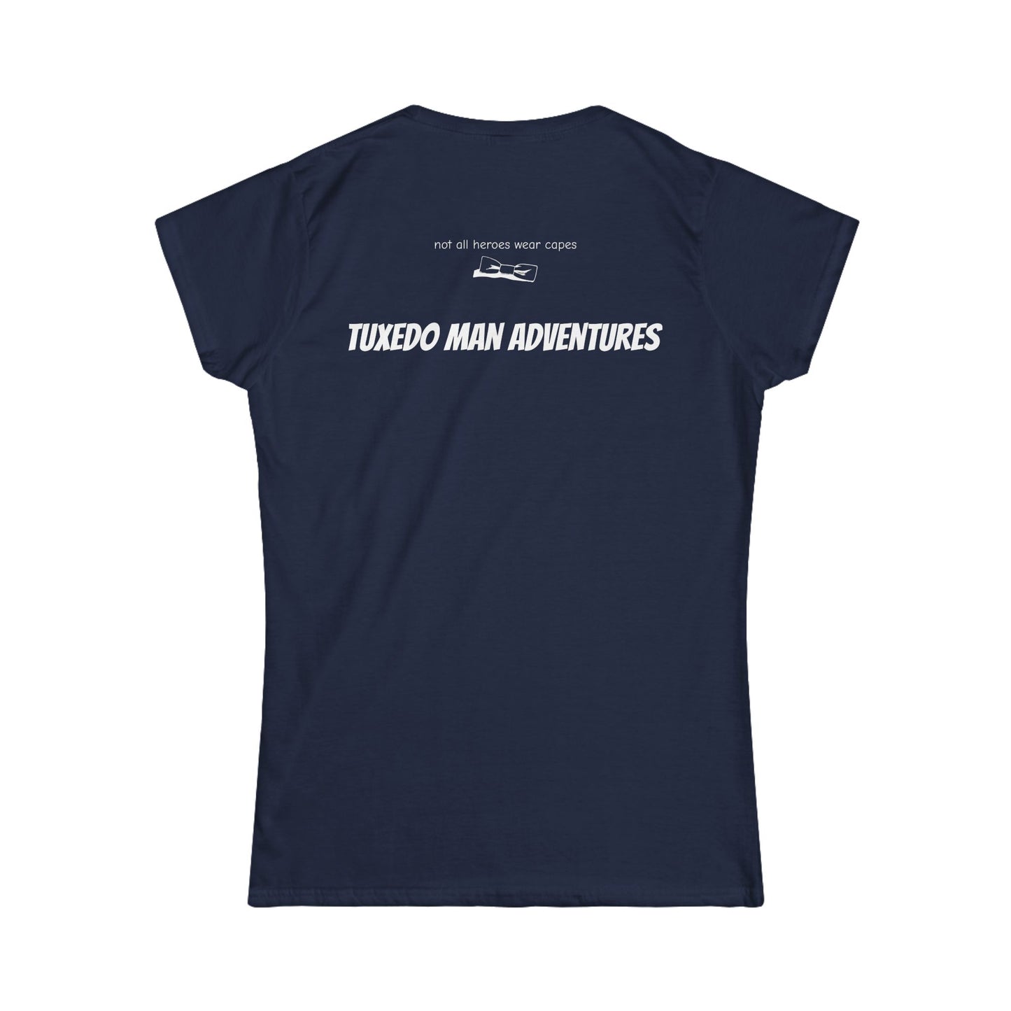 Adult Women's Tuxedo Logo (white logo on dark colors) Gildan 100% Cotton Tee S-3XL