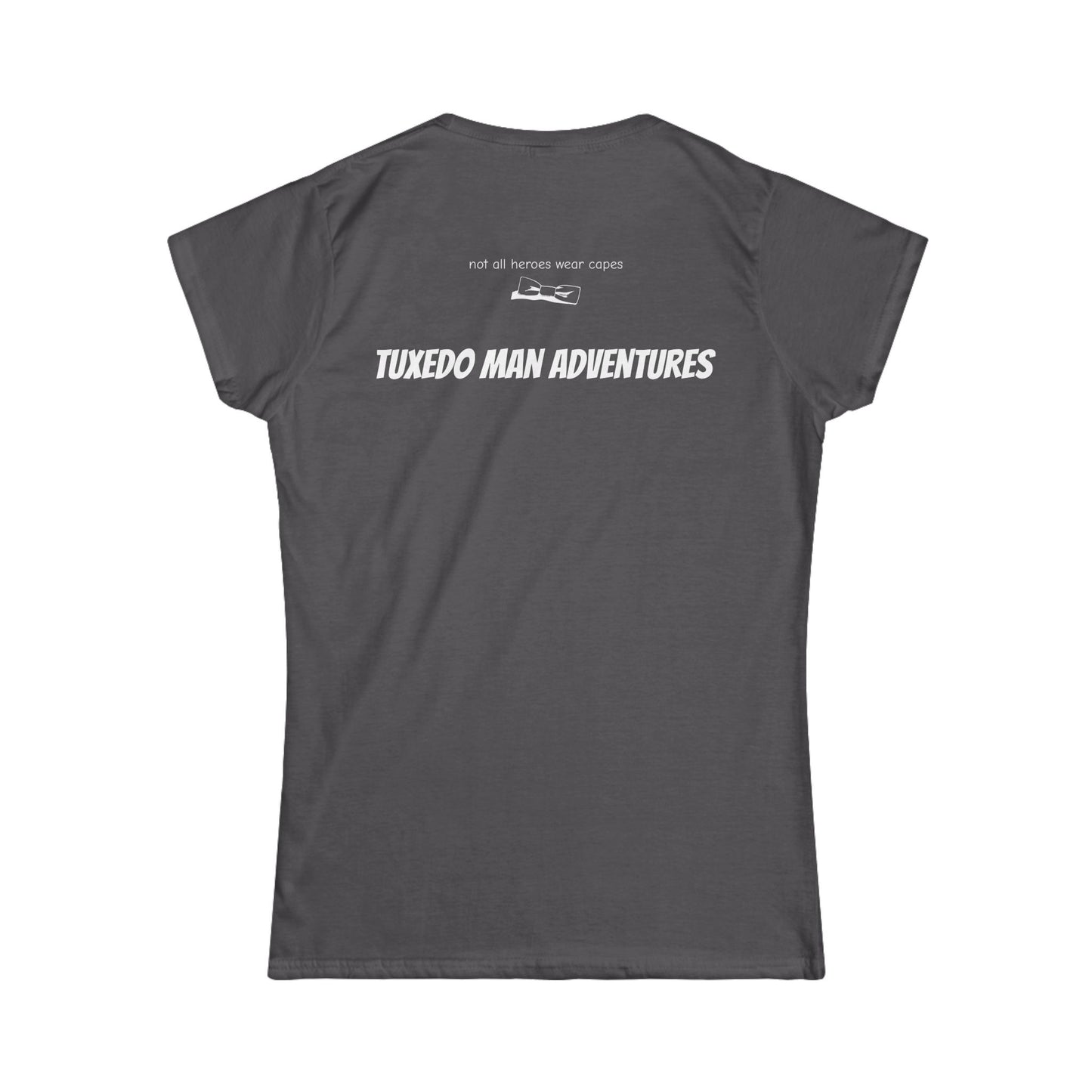 Adult Women's Tuxedo Logo (white logo on dark colors) Gildan 100% Cotton Tee S-3XL