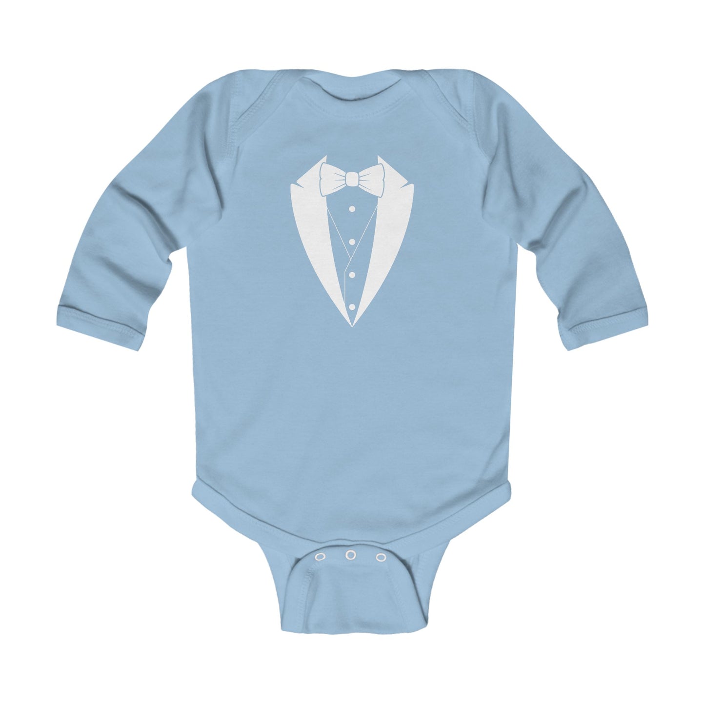 Classic White Tuxedo Logo Infant Long Sleeve Bodysuit 0-18 mos