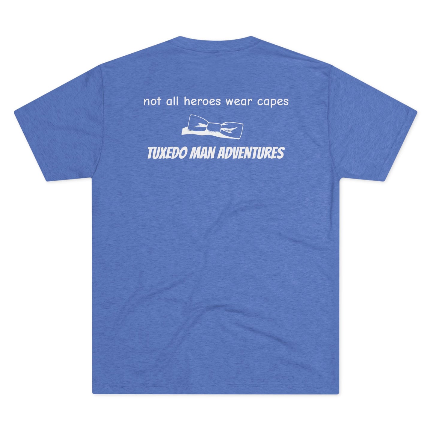 Adult Unisex White Tuxedo Tri-Blend Crew Tee S-3XL