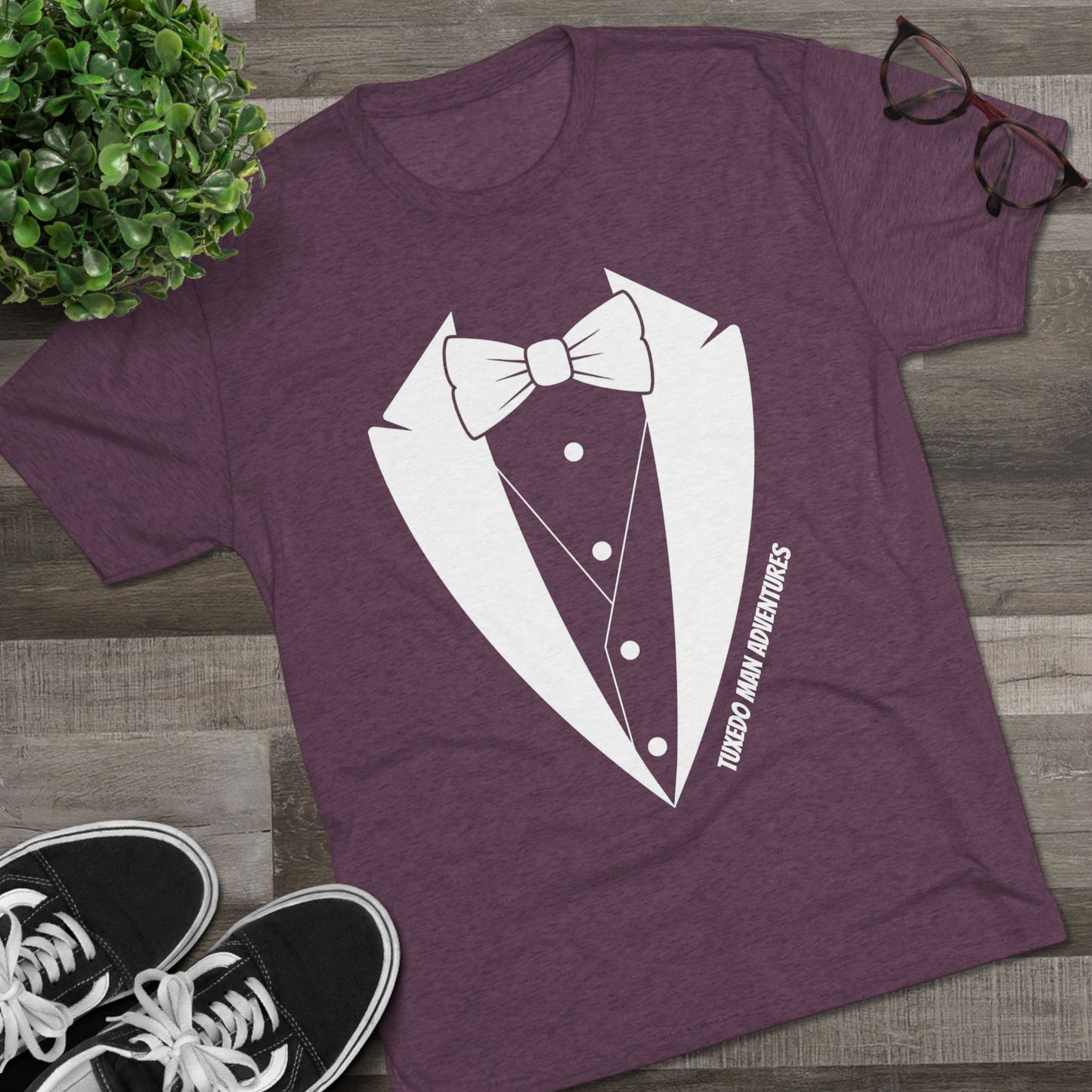 Adult Unisex Tuxedo Man Logo Tri-Blend Tee (Vintage palette)