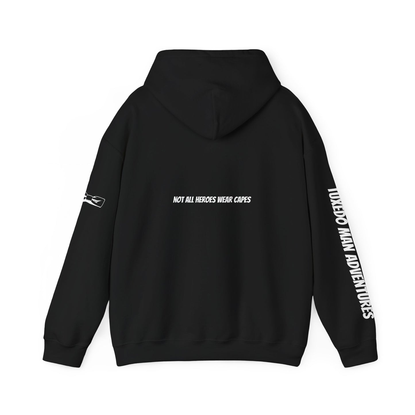 Adult Unisex Hooded Sweatshirt Tuxedo Man Logo (white logo, dark colors) Gildan Heavy Blend™  S-5XL