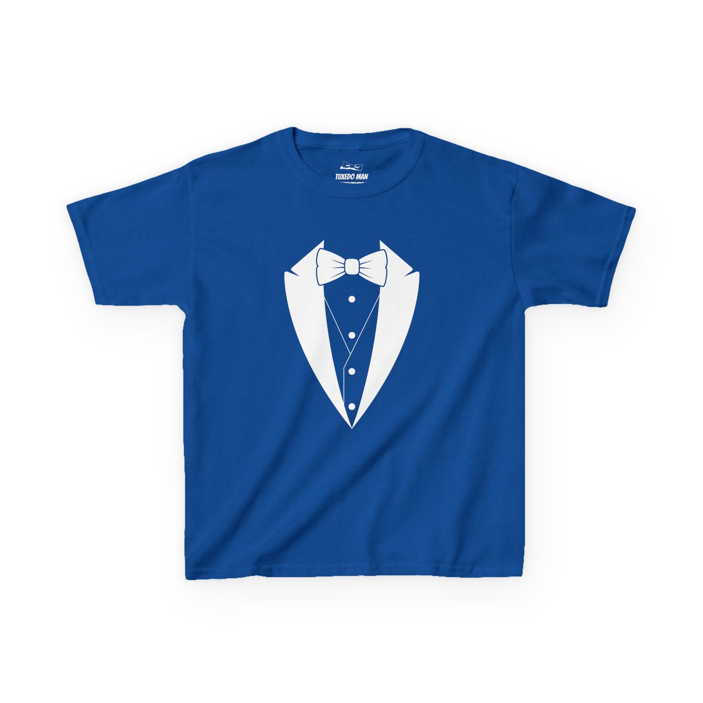 The Original Tuxedo Man Kids White Logo Heavy Cotton™ Tee XS-XL