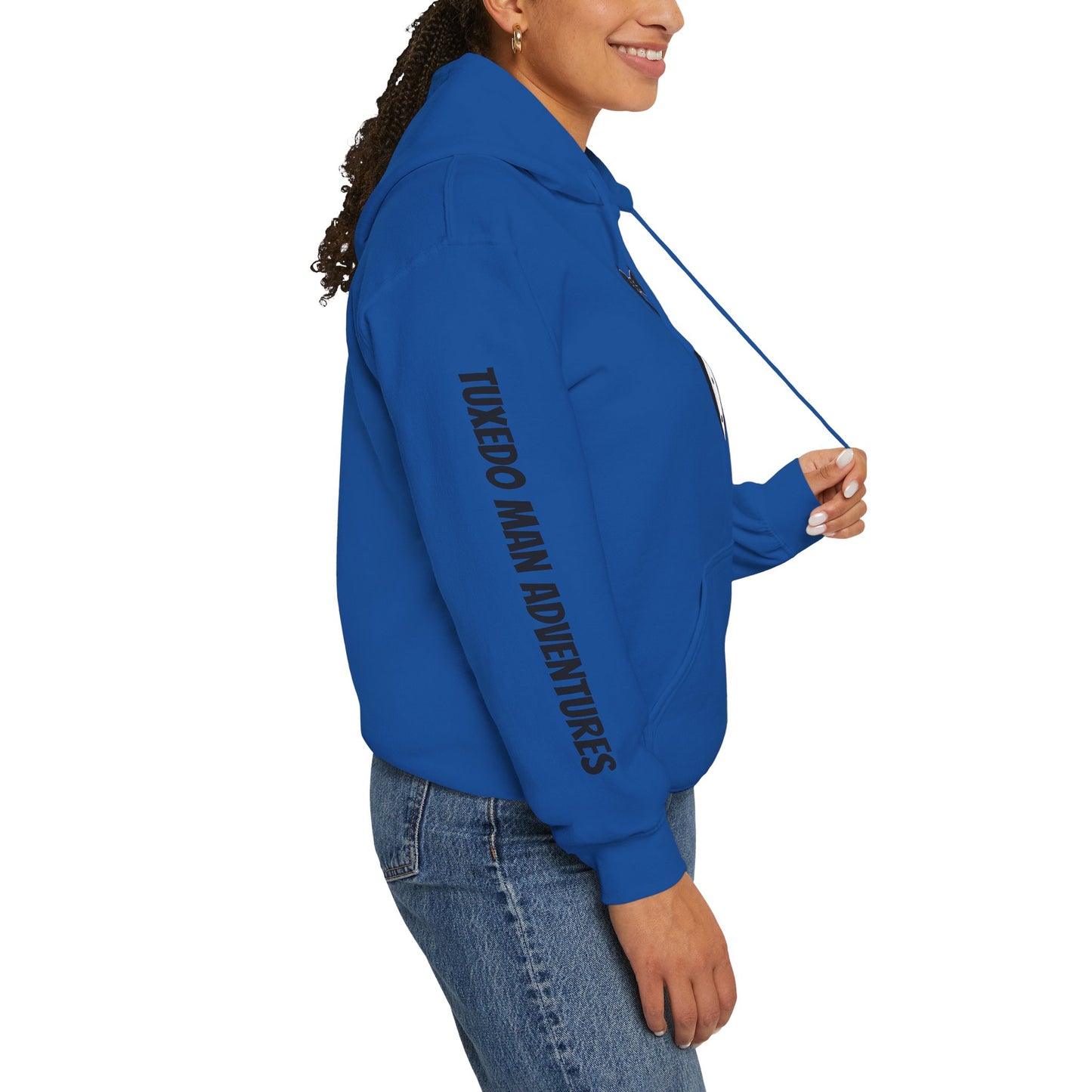 Adult Unisex Hooded Sweatshirt Tuxedo Man Logo (white logo, dark colors)  Gildan Heavy Blend™  S-5XL