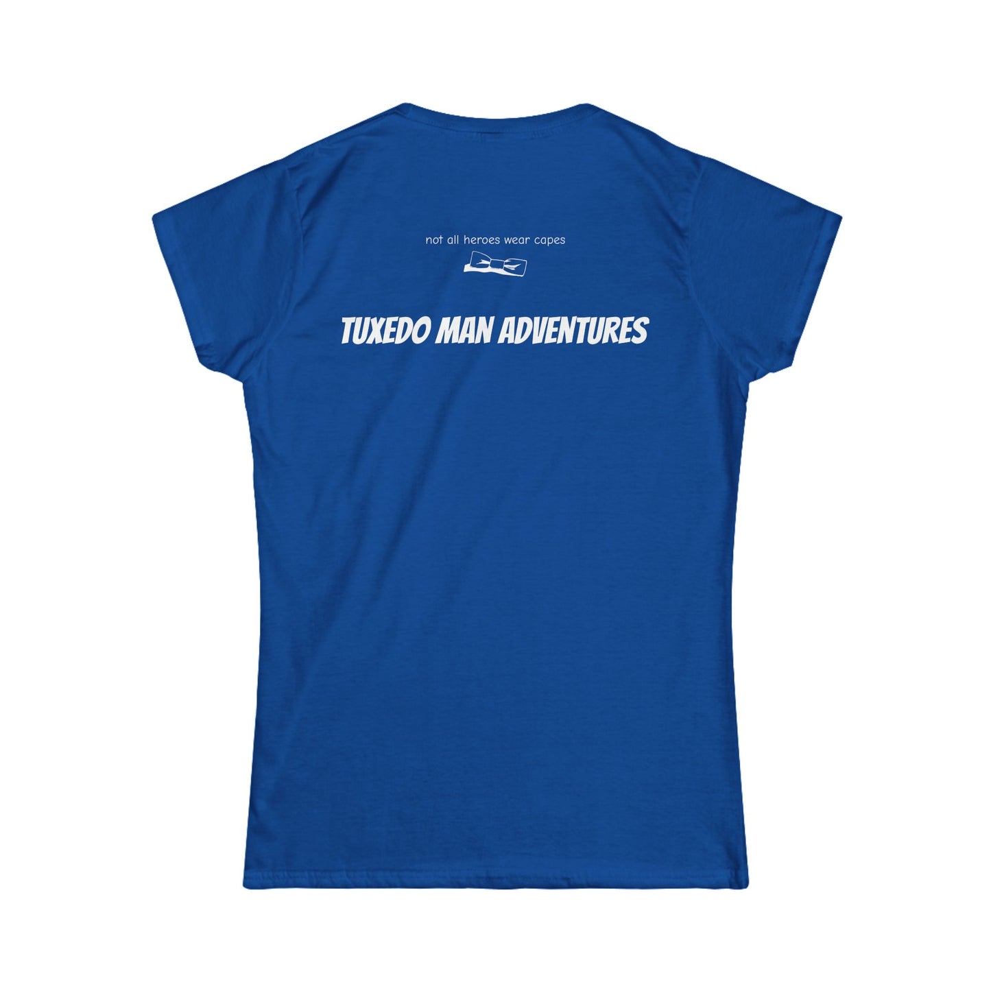 Adult Women's Tuxedo Logo (white logo on dark colors) Gildan 100% Cotton Tee S-3XL