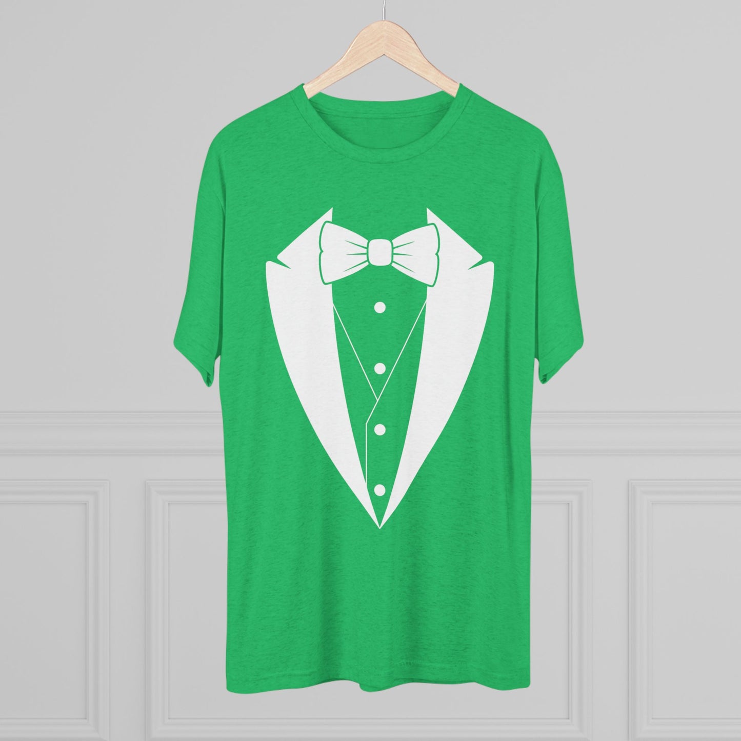 Adult Unisex White Tuxedo Tri-Blend Crew Tee S-3XL