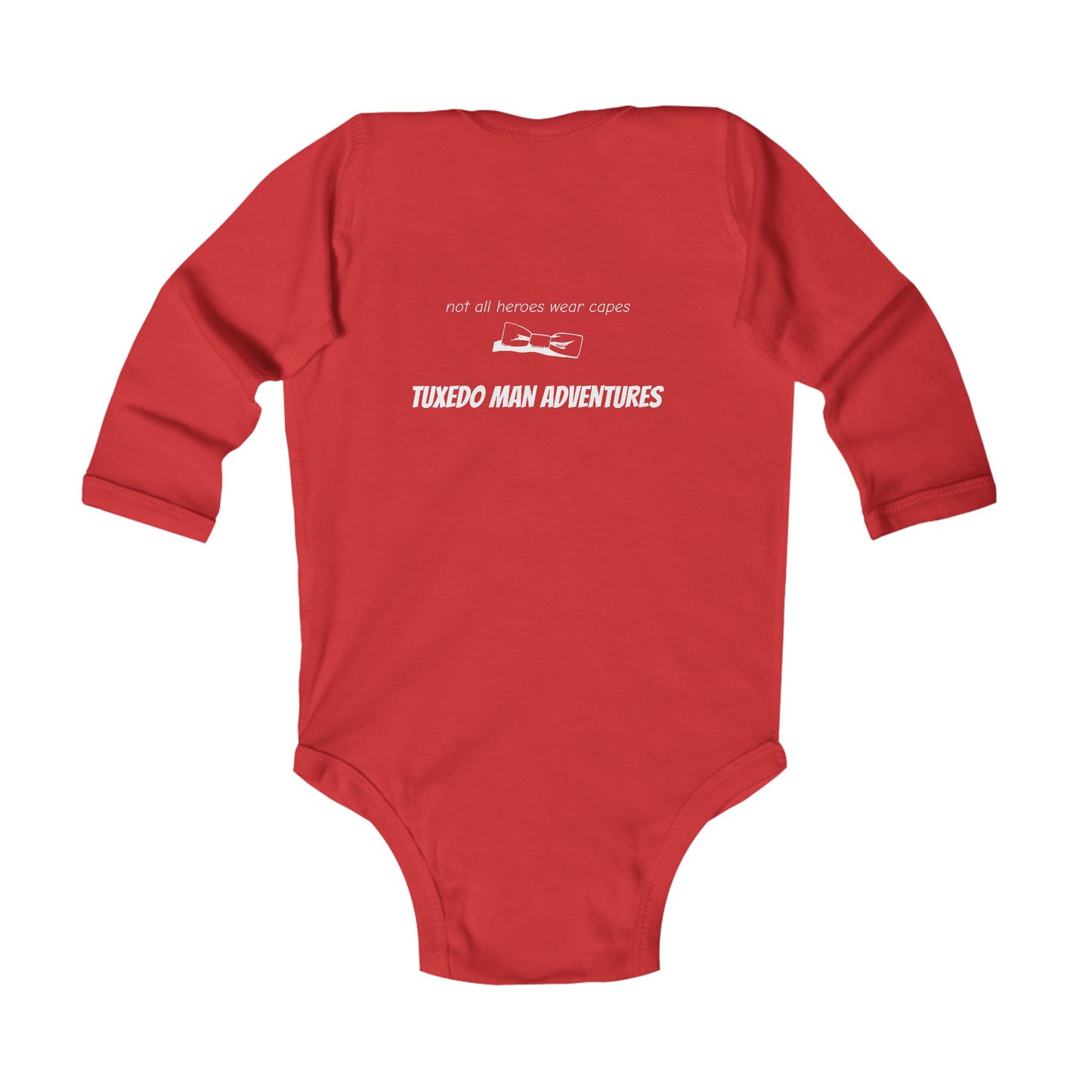 Infant Tuxedo Man Long Sleeve Bodysuit (white logo, dark colors) 0-18mo