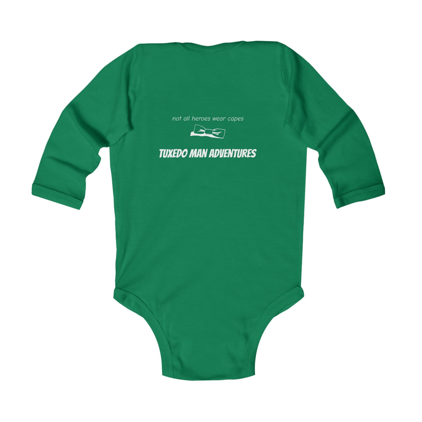 Infant Tuxedo Man Long Sleeve Bodysuit (white logo, dark colors) 0-18mo