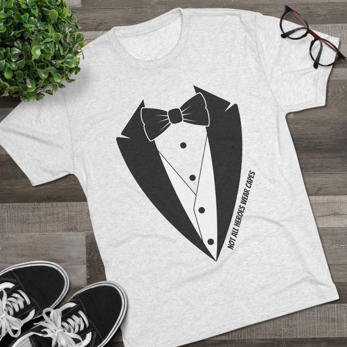 Adult Unisex Tuxedo Man Logo Tri-Blend Tee (light palette)