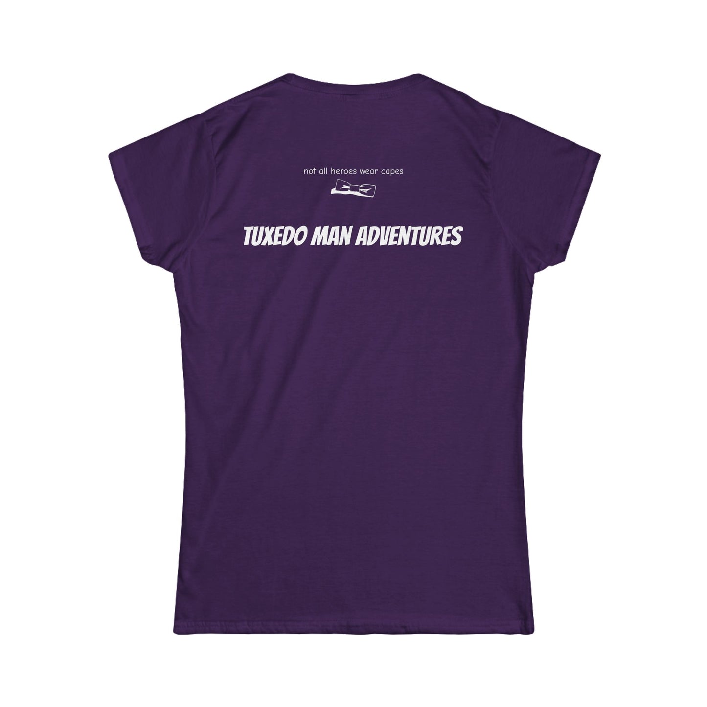 Adult Women's Tuxedo Logo (white logo on dark colors) Gildan 100% Cotton Tee S-3XL