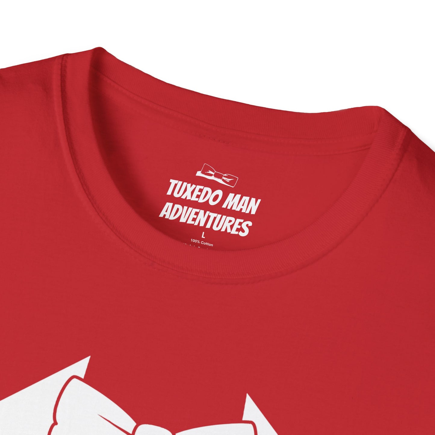 Adult Unisex Tuxedo Man Logo (white logo on dark palette) Gildan100% cotton Softstyle T-Shirt S-3XL