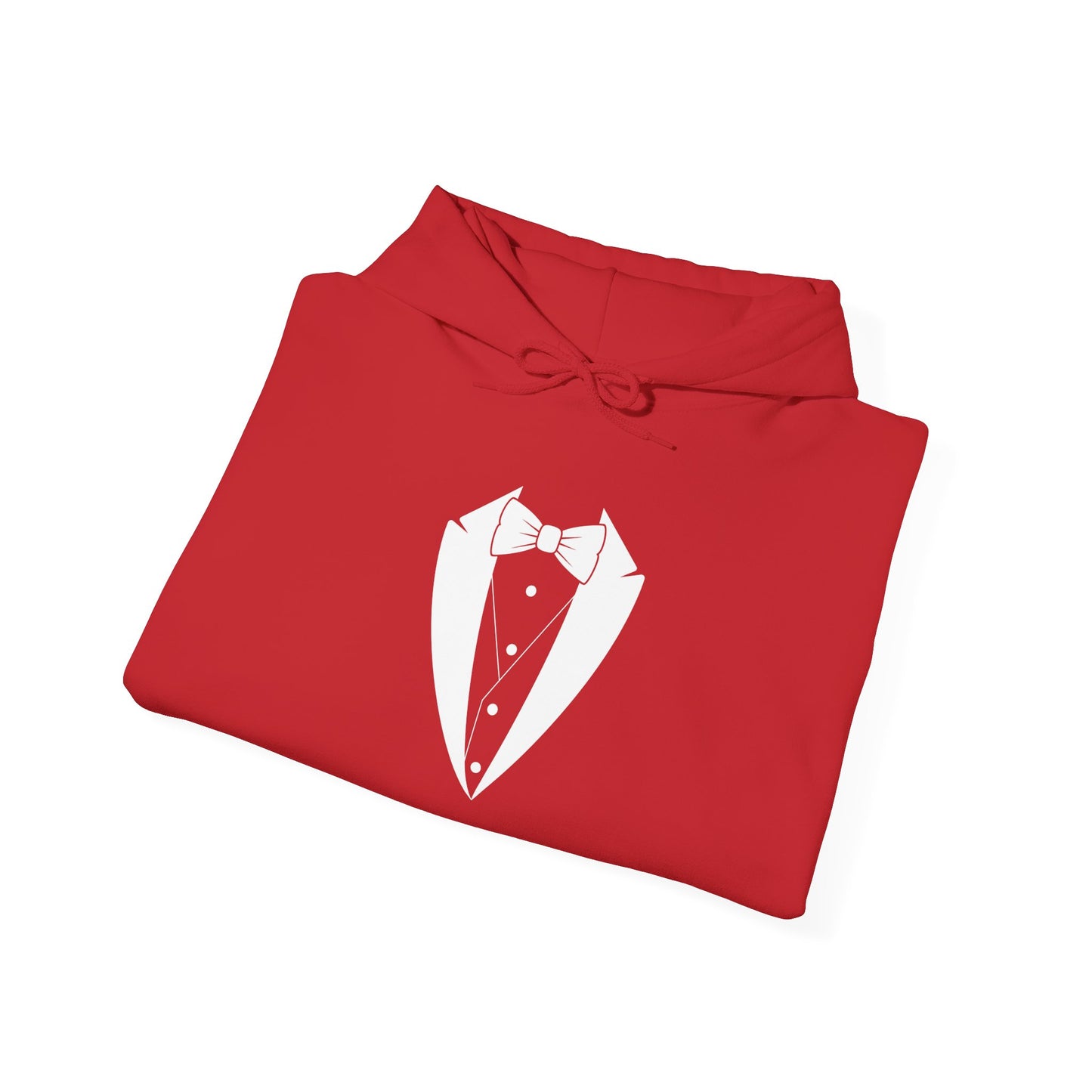 Adult Unisex Hooded Sweatshirt Tuxedo Man Logo (white logo, dark colors) Gildan Heavy Blend™  S-5XL