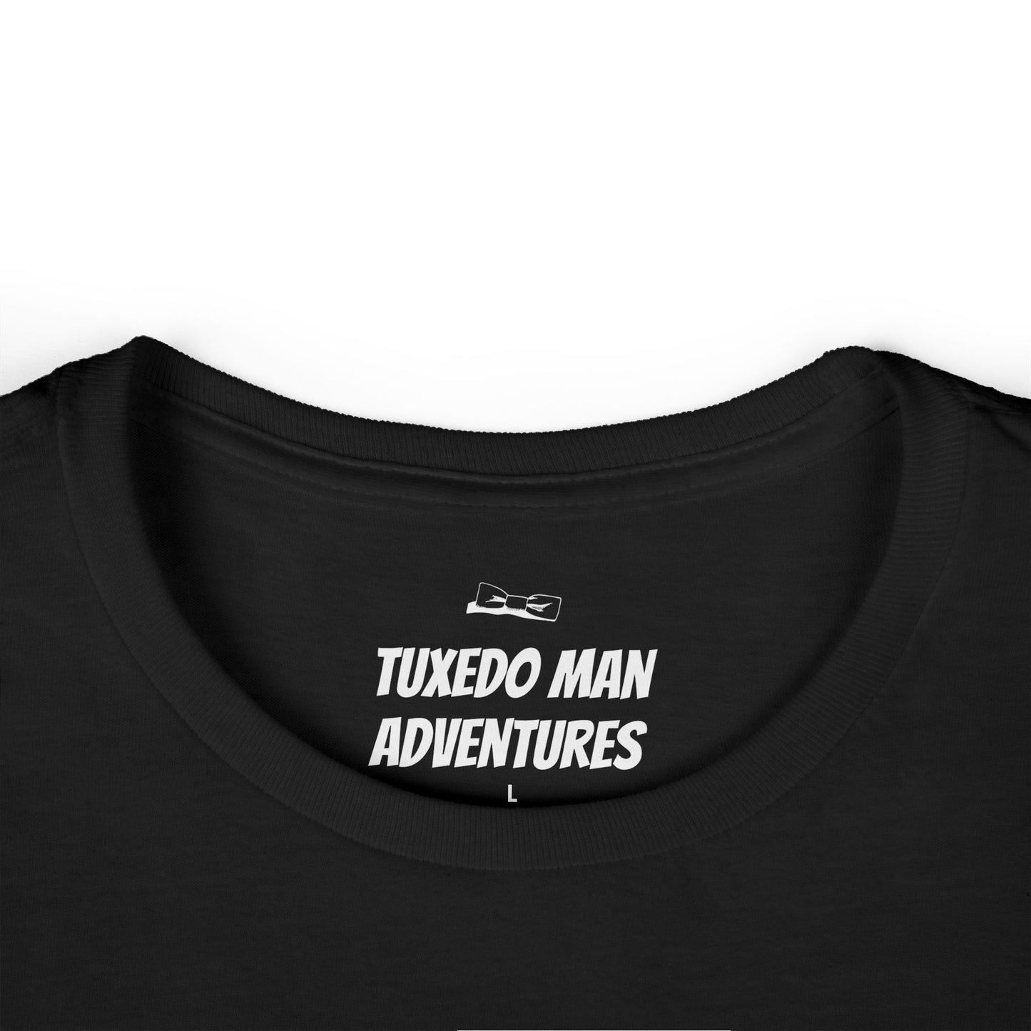 Adult Women's Tuxedo Logo (white logo on dark colors) Gildan 100% Cotton Tee S-3XL