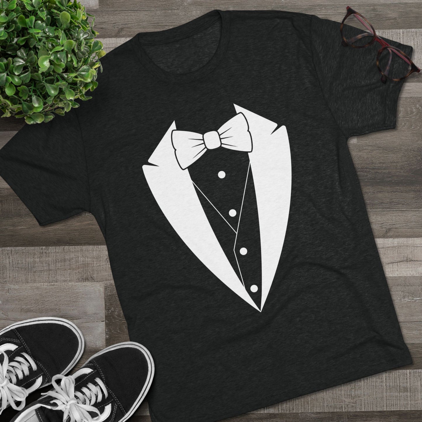 Adult Unisex Tuxedo Man Logo (dark colors, white logo) Next Level Ultrasoft Tri-Blend  Crew Tee S-3XL