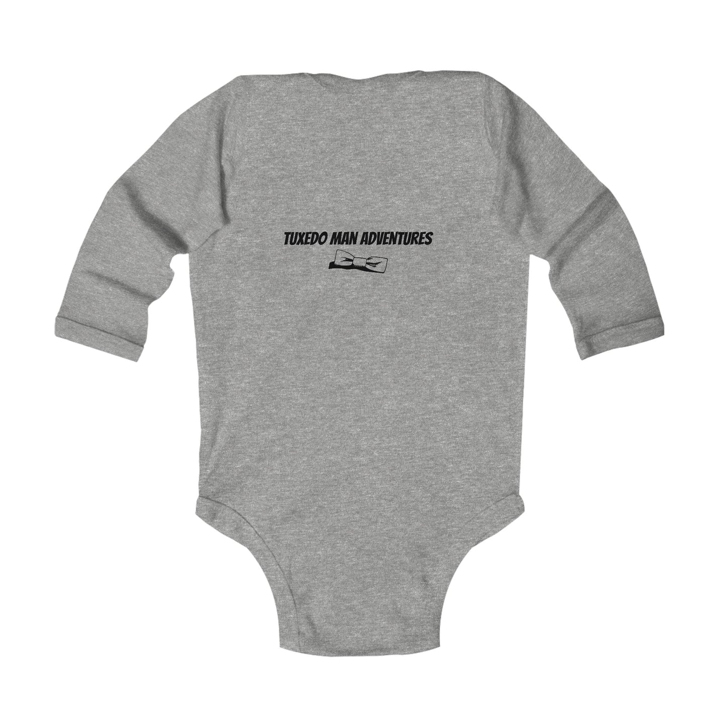 Infant Tuxedo Man Long Sleeve Bodysuit (black logo, pastels) 0-18mo