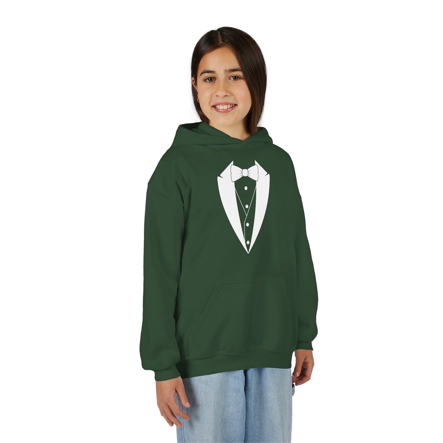 Youth Tuxedo Man Logo Hooded Sweatshirt Heavy Blend 50/50  S-XL