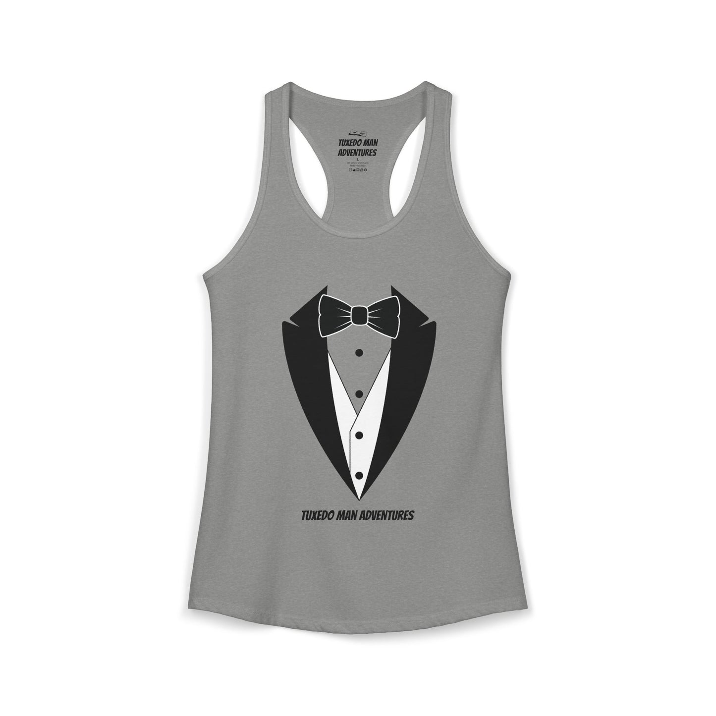Adult Women's Tuxedo Man Logo Racerback Tank (XS-2XL)