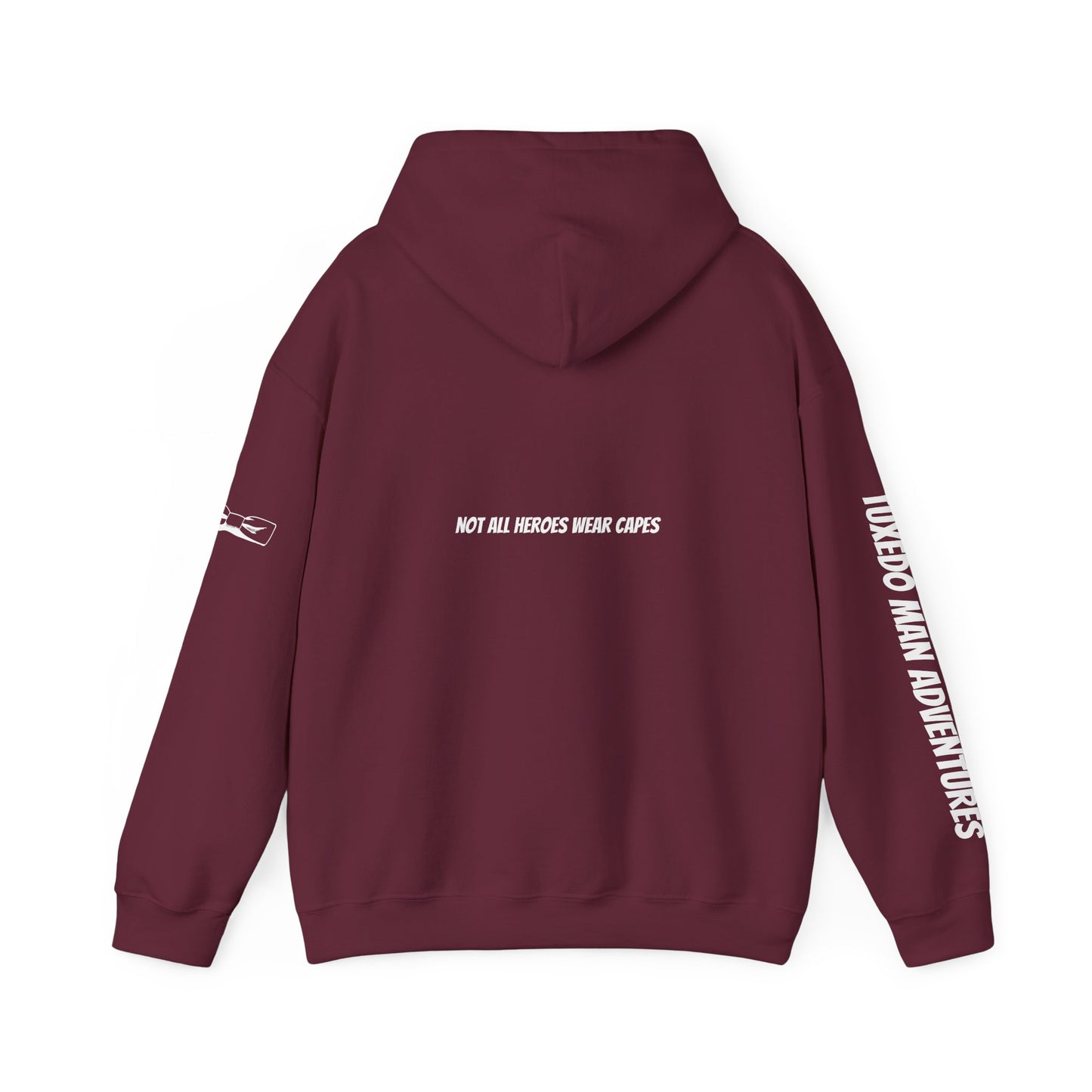 Adult Unisex Hooded Sweatshirt Tuxedo Man Logo (white logo, dark colors) Gildan Heavy Blend™  S-5XL