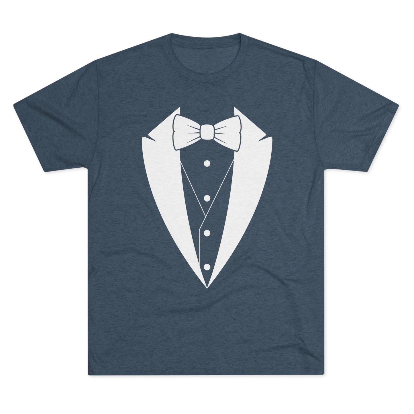 Adult Unisex White Tuxedo Tri-Blend Crew Tee S-3XL