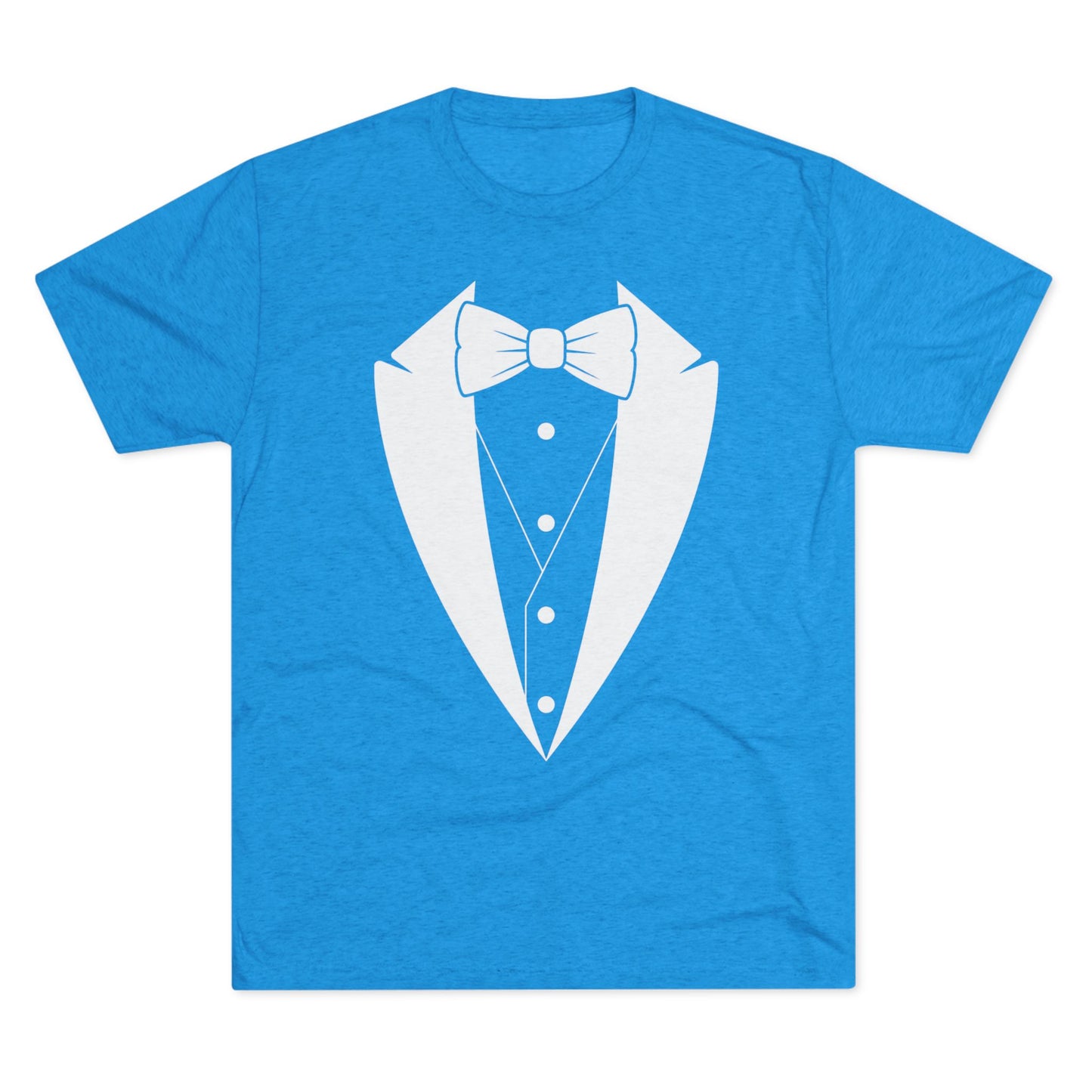 Adult Unisex White Tuxedo Tri-Blend Crew Tee S-3XL