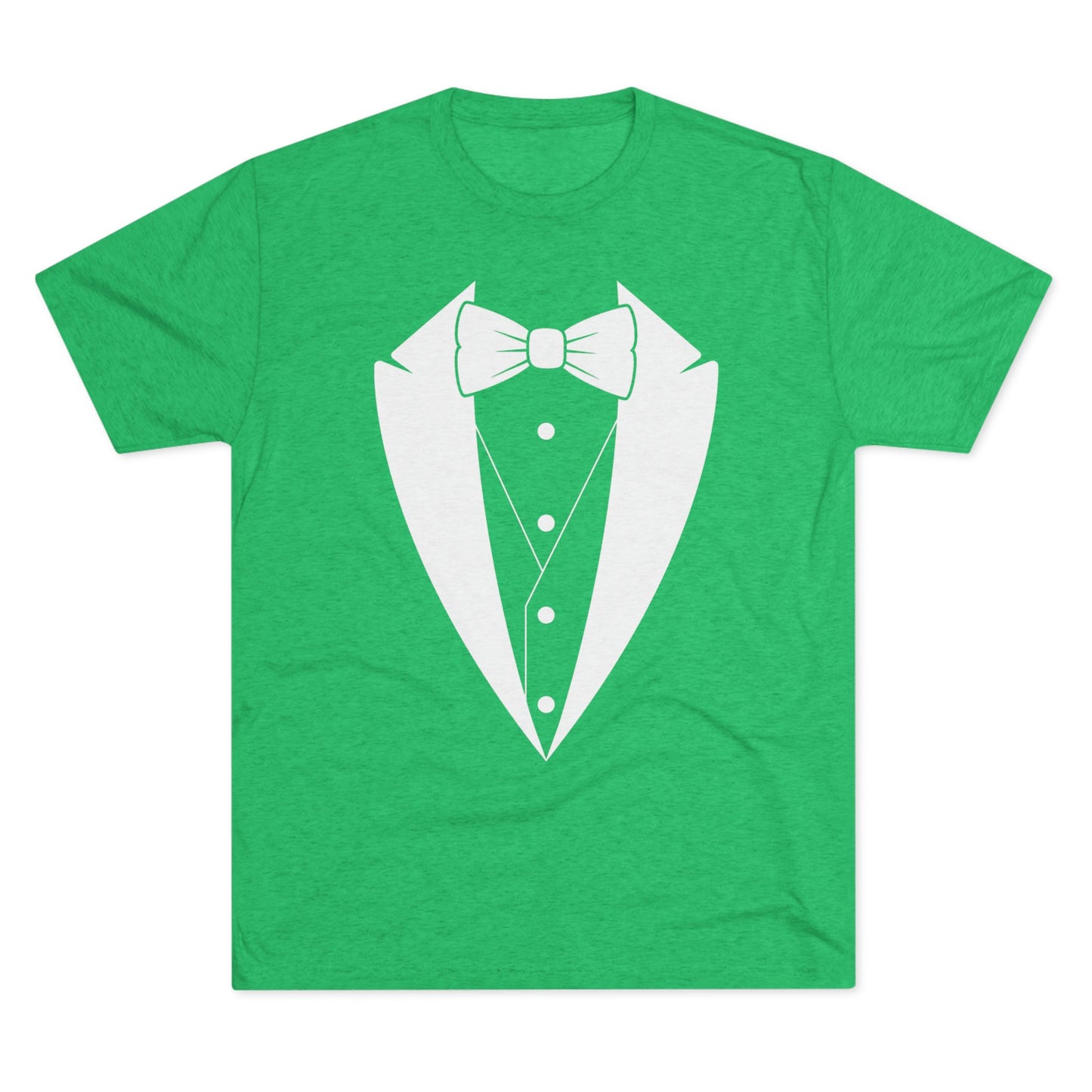 Adult Unisex White Tuxedo Tri-Blend Crew Tee S-3XL