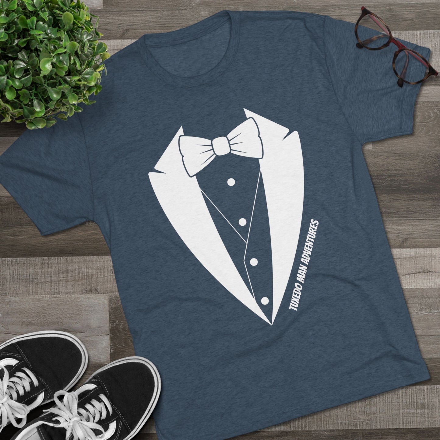 Adult Unisex Tuxedo Man Logo Tri-Blend Tee (Vintage palette)