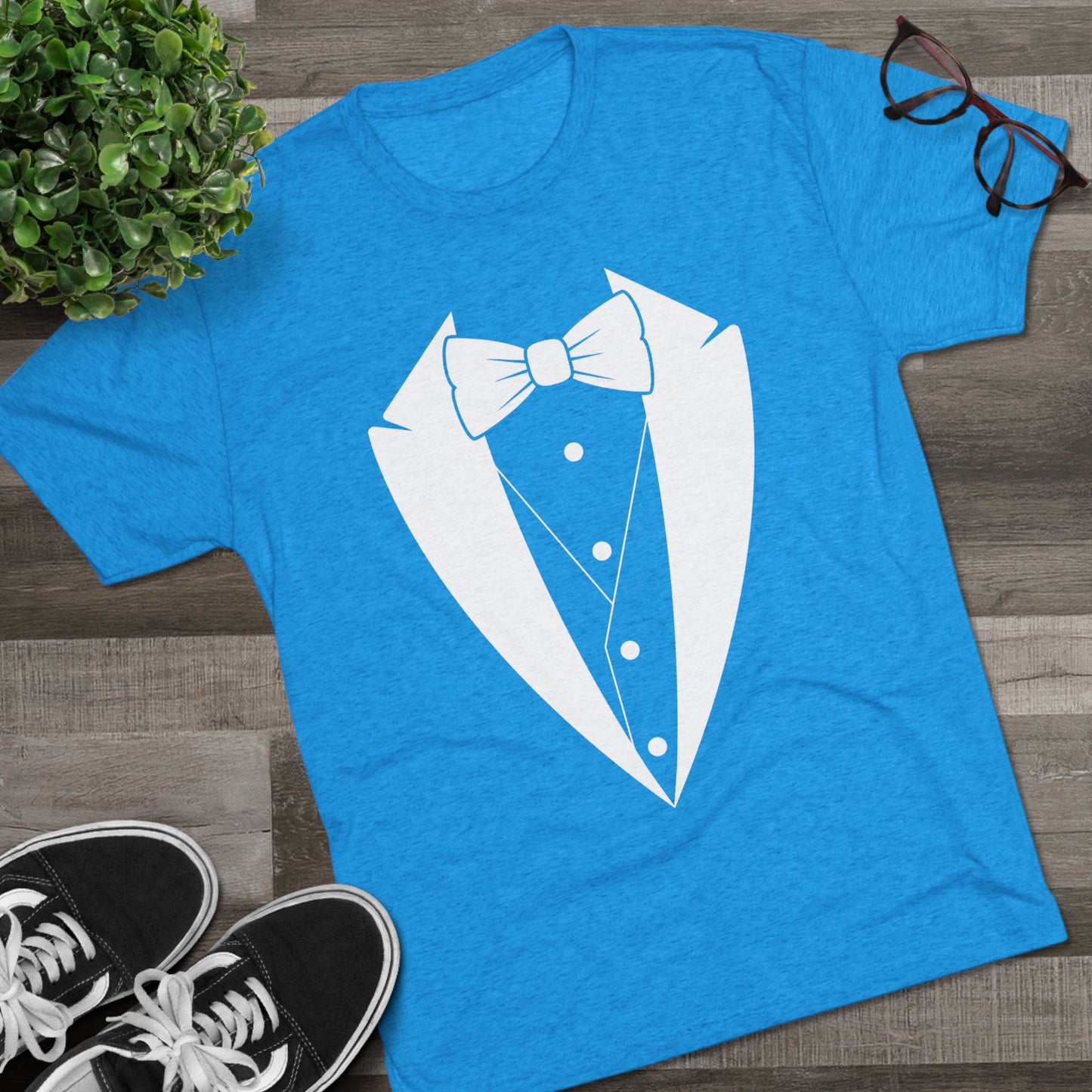 Adult Unisex Tuxedo Man Logo (dark colors, white logo) Next Level Ultrasoft Tri-Blend  Crew Tee S-3XL