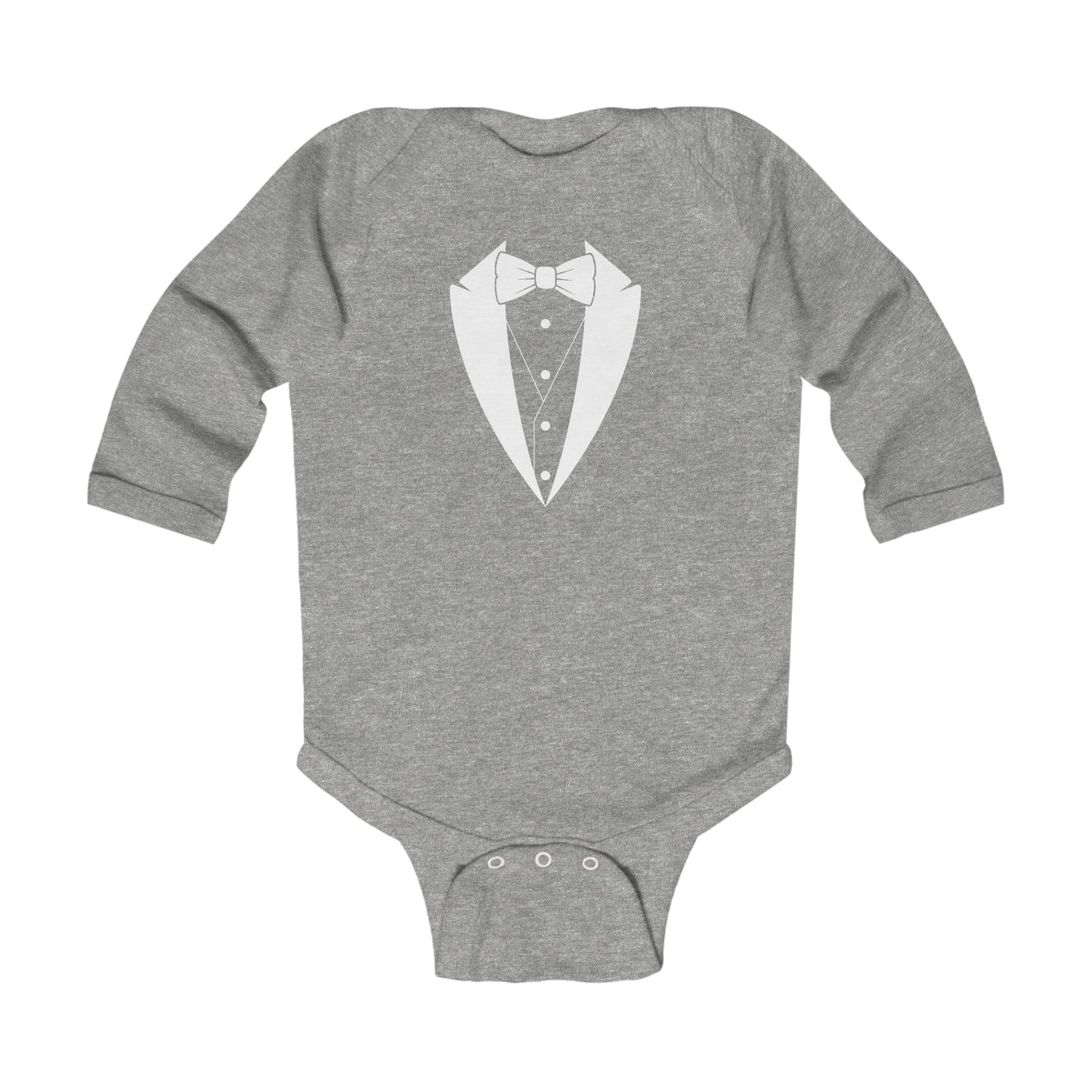Classic White Tuxedo Logo Infant Long Sleeve Bodysuit 0-18 mos