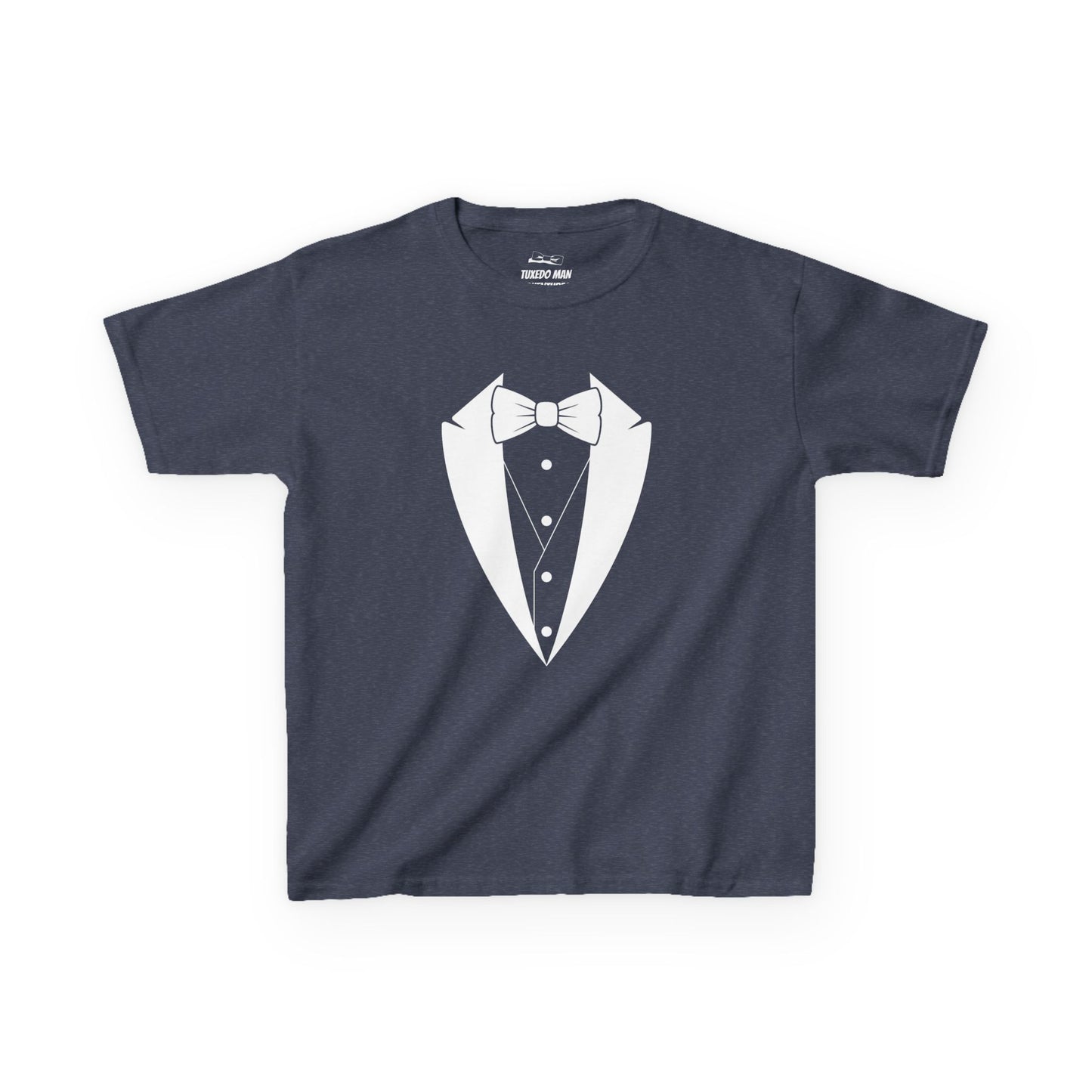 Youth Tuxedo Man Logo (white logo on dark colors) Heavy 100% Cotton™ Tee XS-XL
