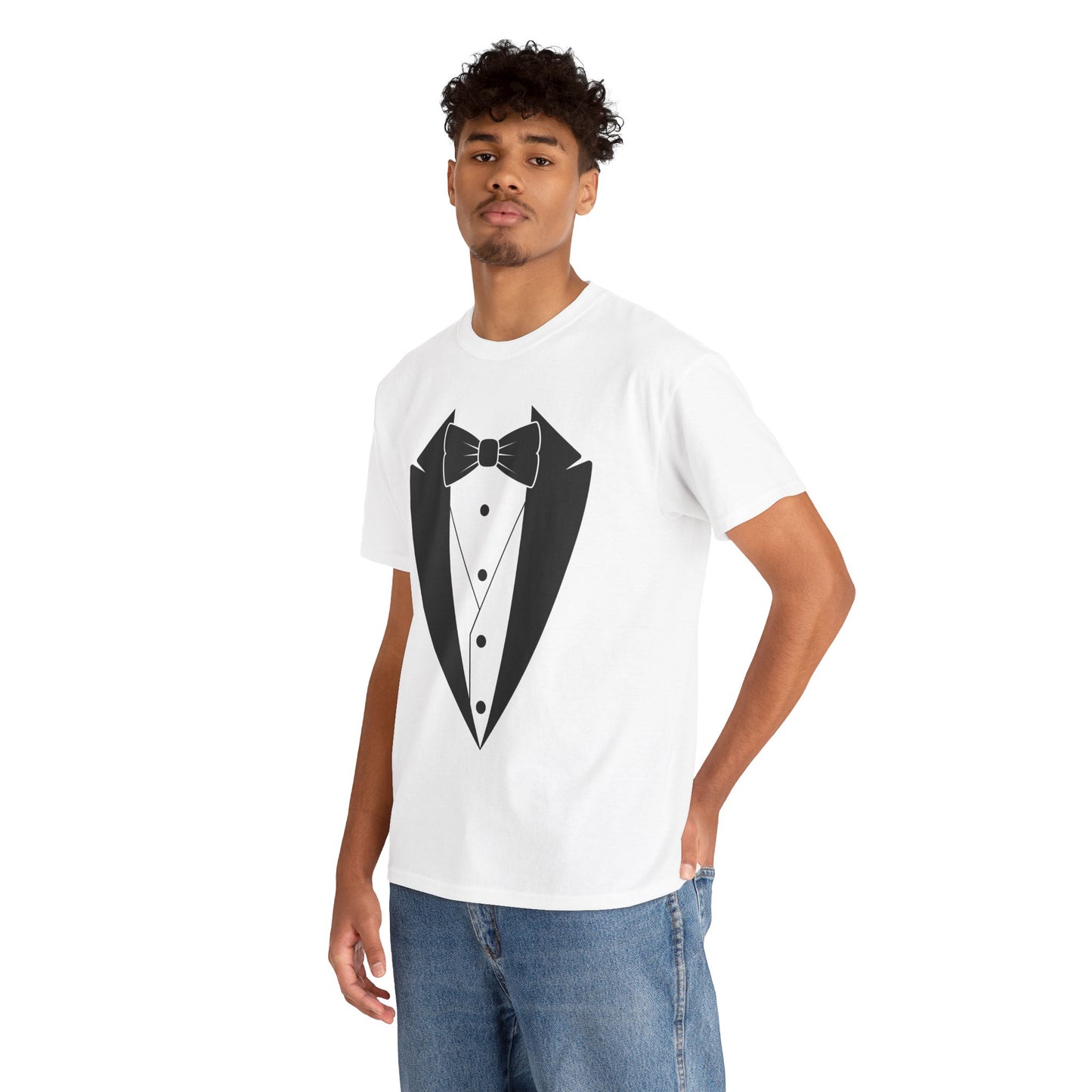 Men's Black Tuxedo Unisex Heavy Cotton Tee S-5XL
