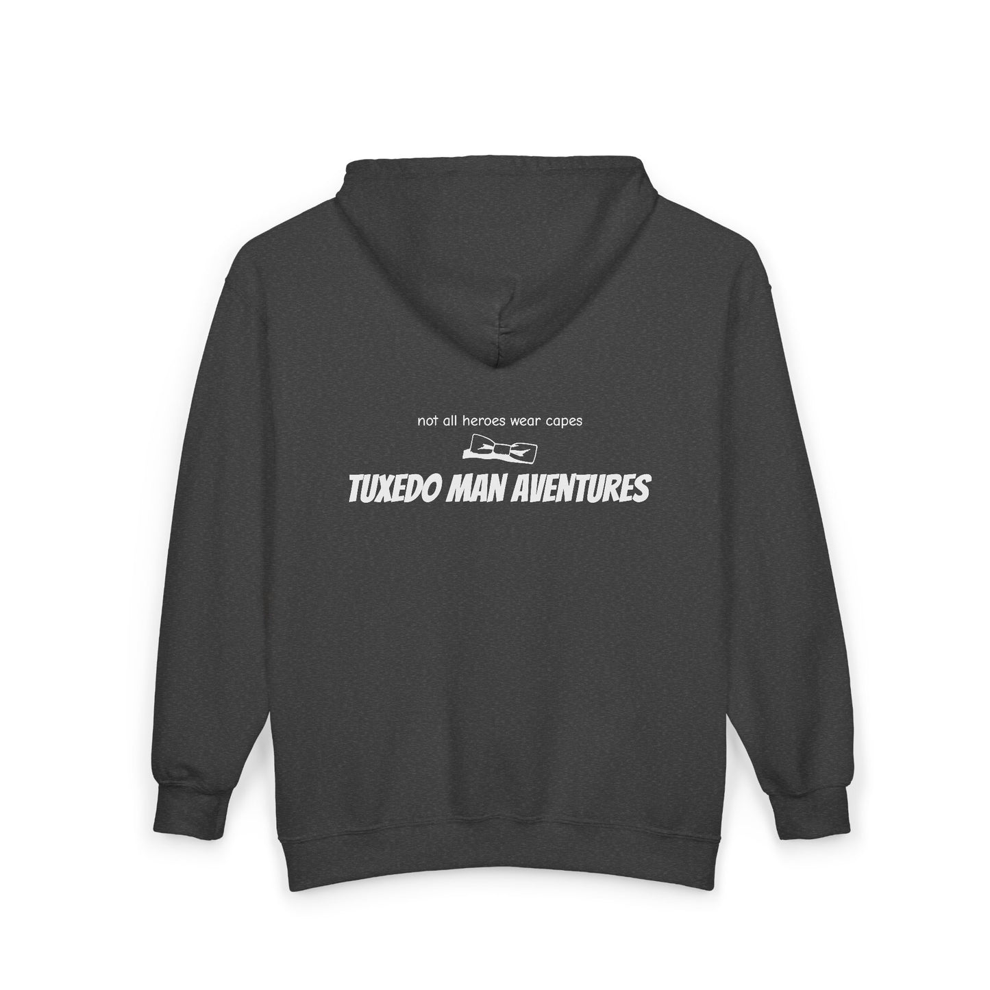Adult Unisex Tuxedo Man White Logo Gildan Full Zip Hooded Sweatshirt S-3XL