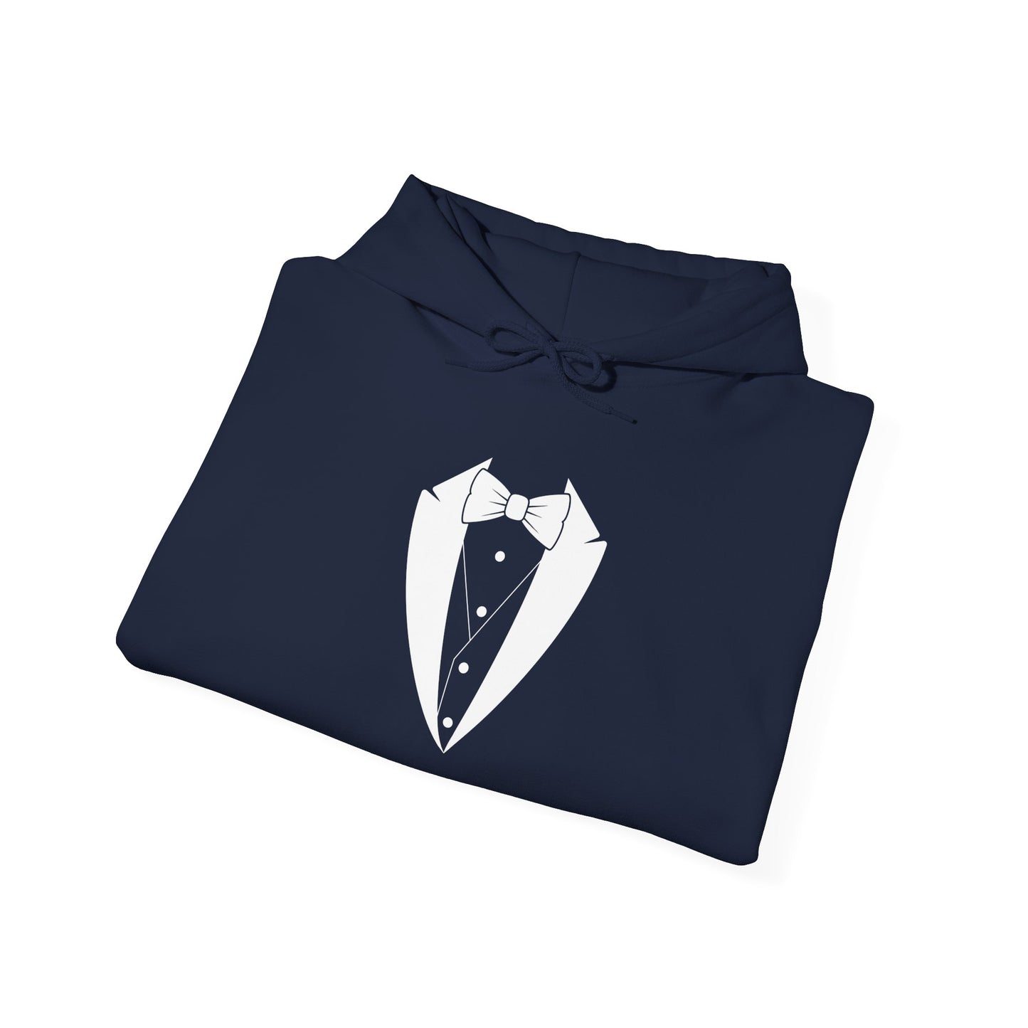Adult Unisex Hooded Sweatshirt Tuxedo Man Logo (white logo, dark colors) Gildan Heavy Blend™  S-5XL