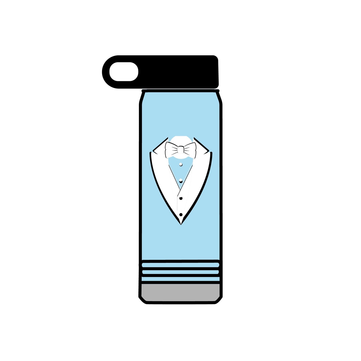 White Tuxedo Stainless Water Bottle, 20oz