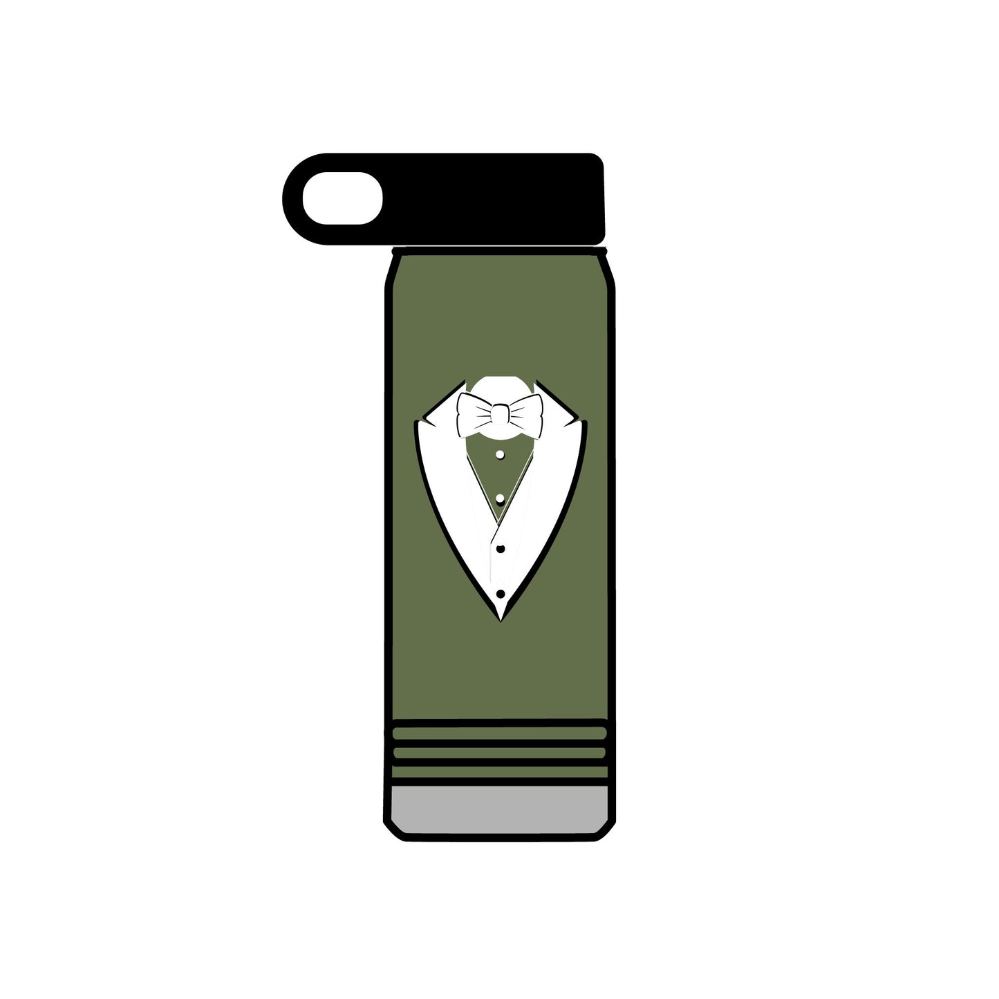 White Tuxedo Stainless Water Bottle, 20oz