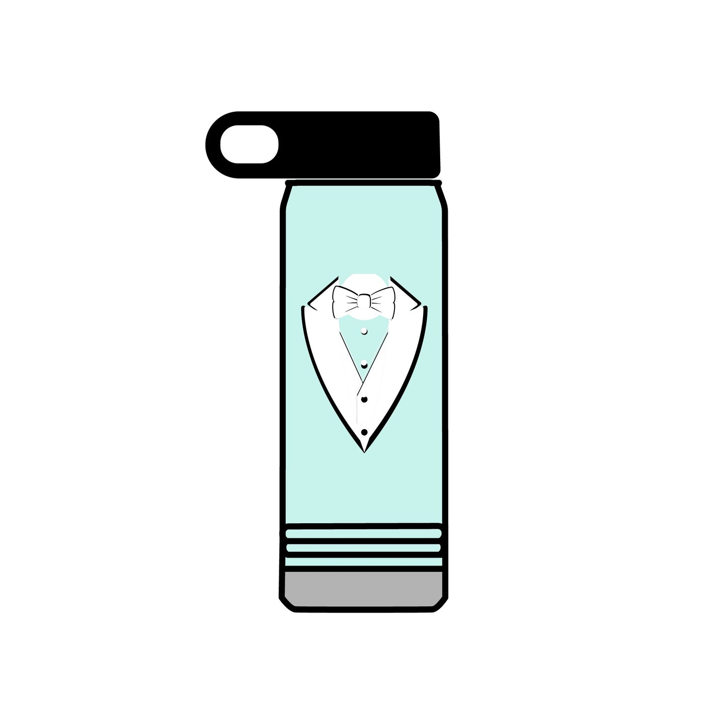 White Tuxedo Stainless Water Bottle, 20oz