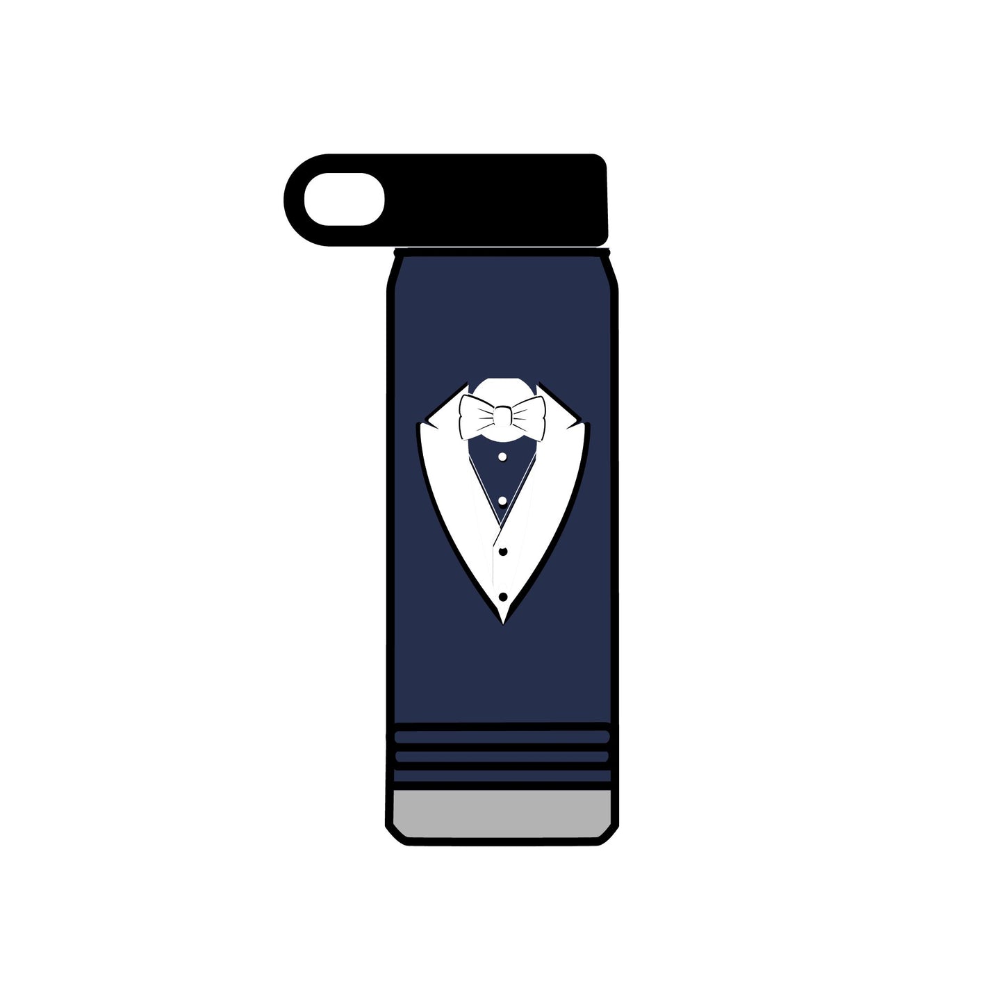 White Tuxedo Stainless Water Bottle, 20oz