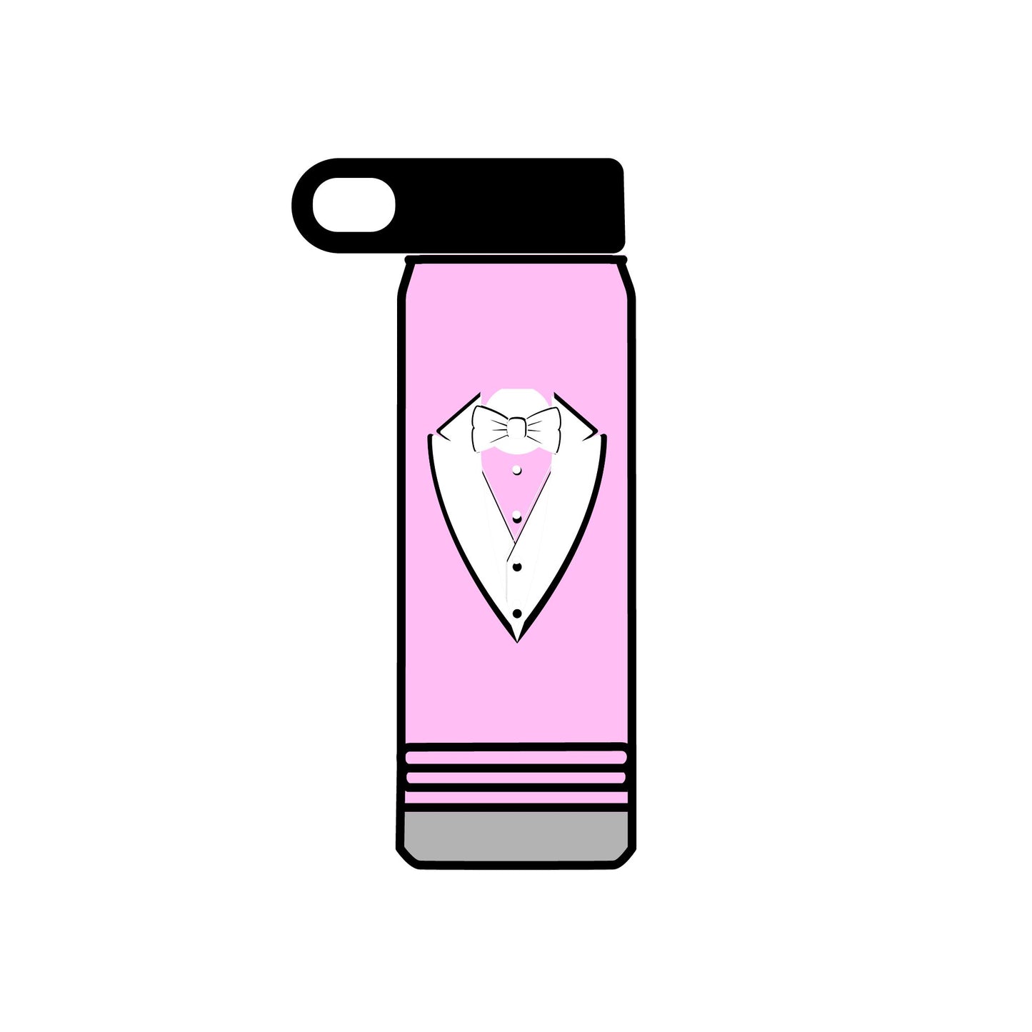 White Tuxedo Stainless Water Bottle, 20oz
