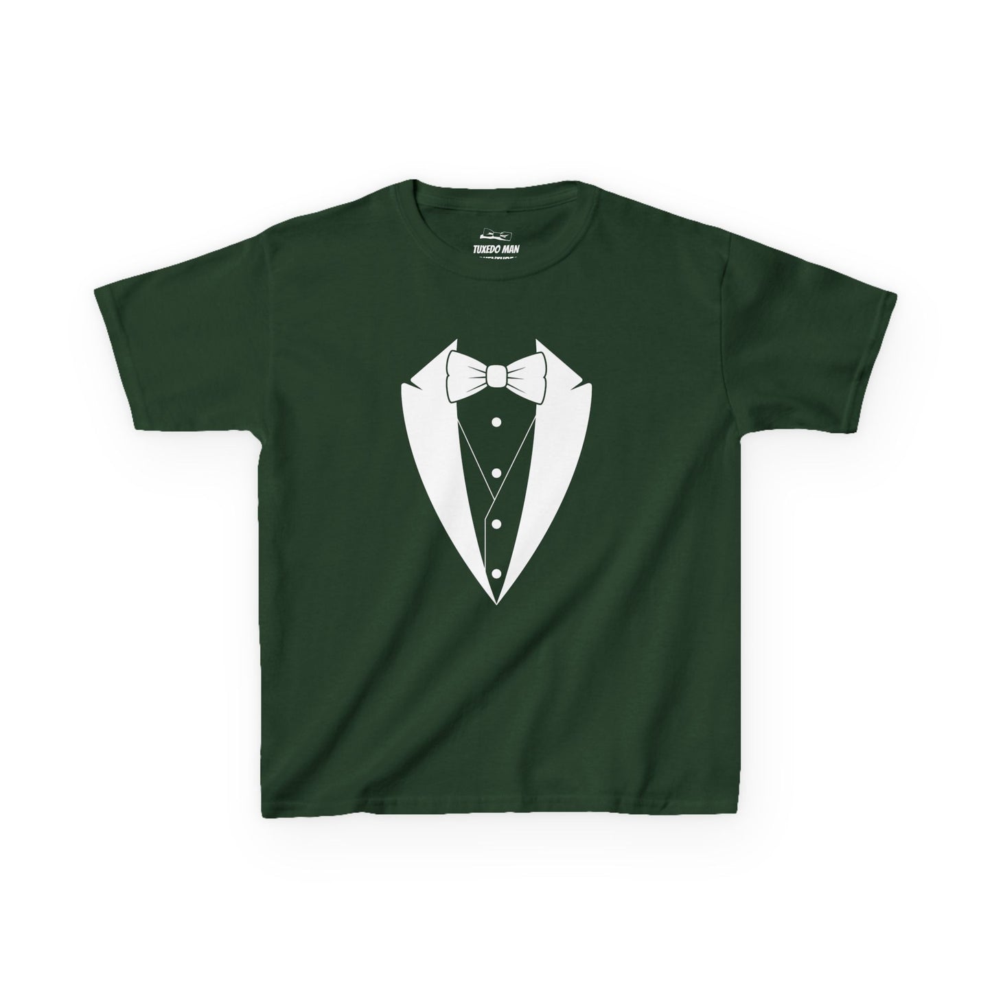 Youth Tuxedo Man Logo (white logo on dark colors) Heavy 100% Cotton™ Tee XS-XL