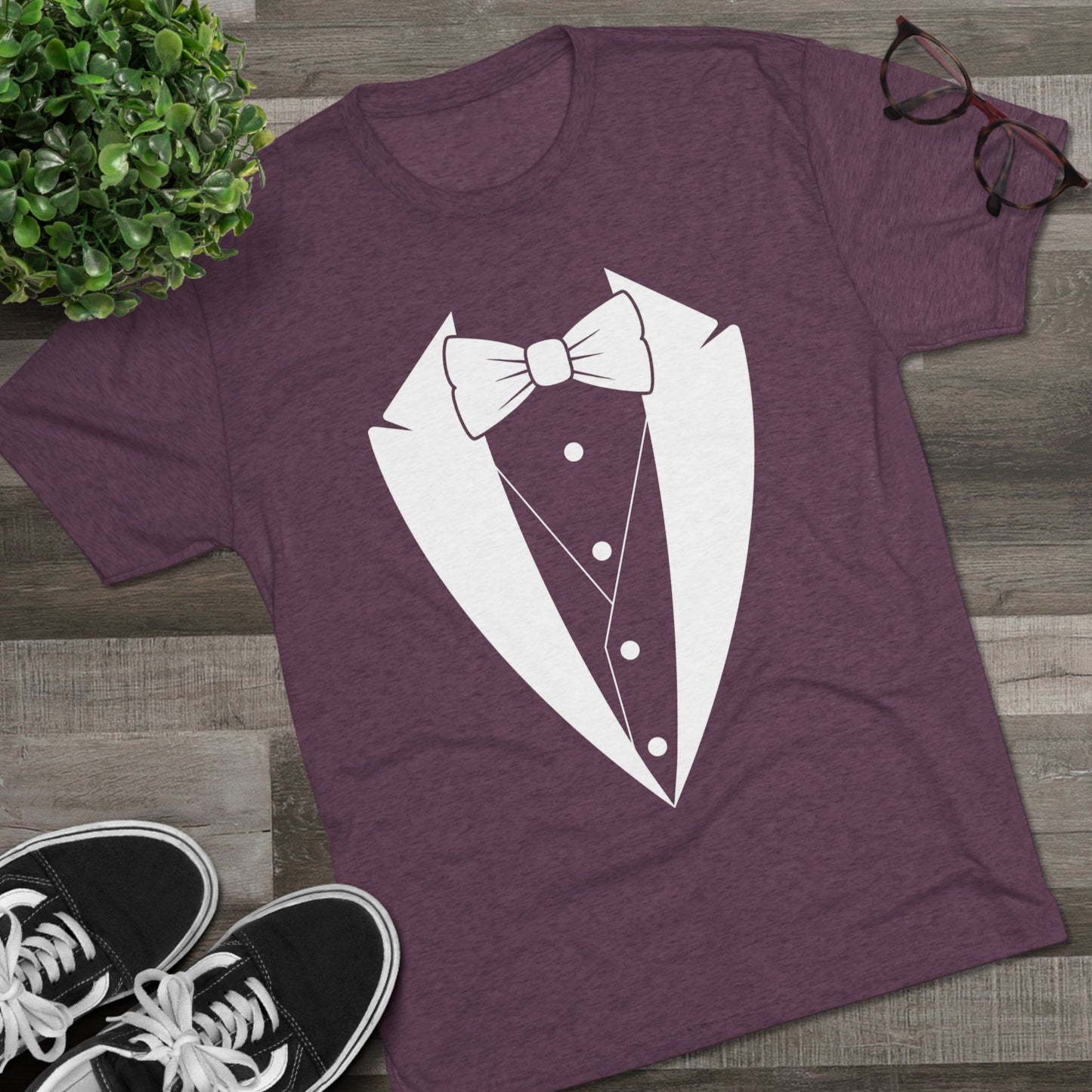 Adult Unisex Tuxedo Man Logo (dark colors, white logo) Next Level Ultrasoft Tri-Blend  Crew Tee S-3XL