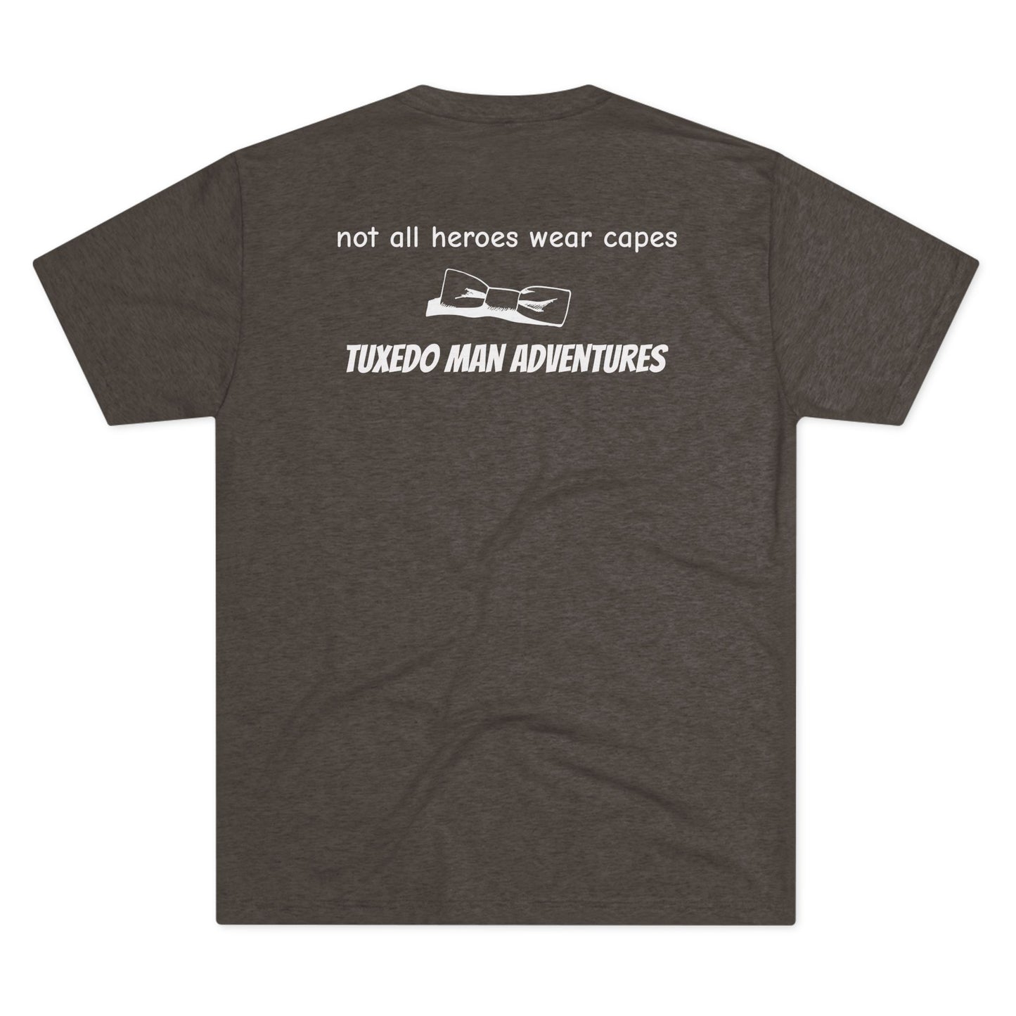 Adult Unisex White Tuxedo Tri-Blend Crew Tee S-3XL