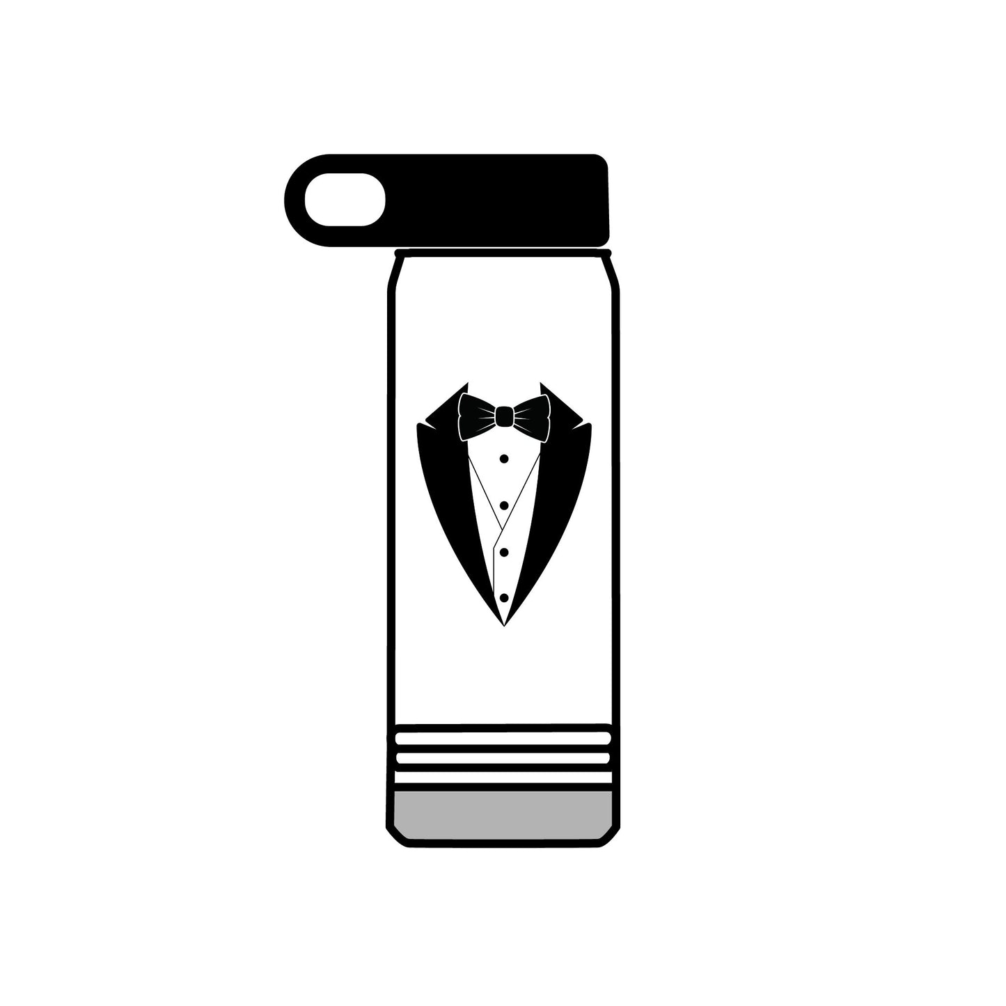 Black Tuxedo Logo Water Bottle, 20oz