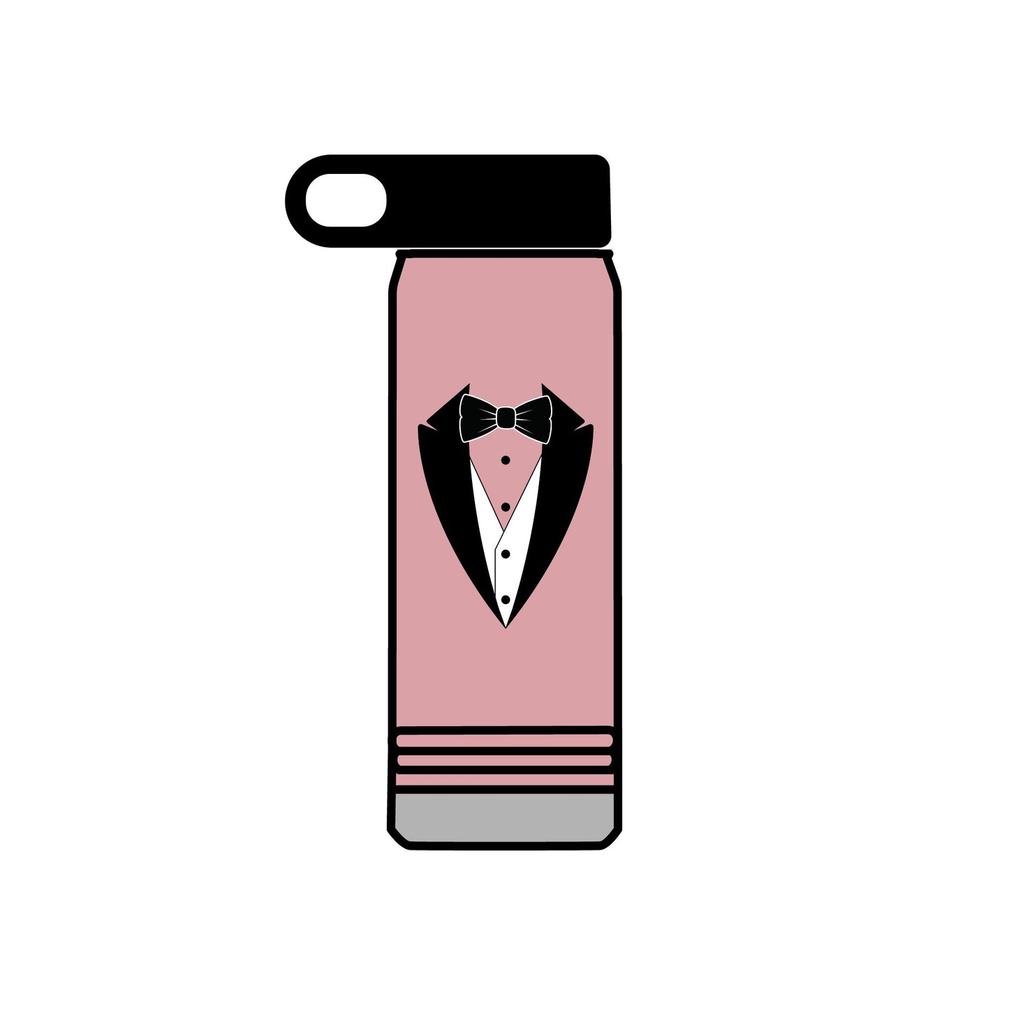 Black Tuxedo Logo Water Bottle, 20oz