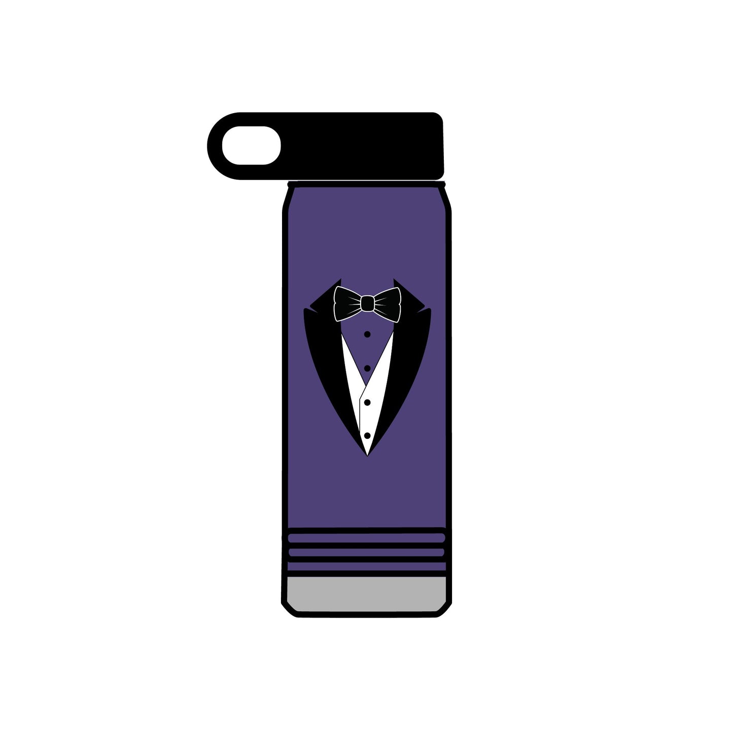 Black Tuxedo Logo Water Bottle, 20oz