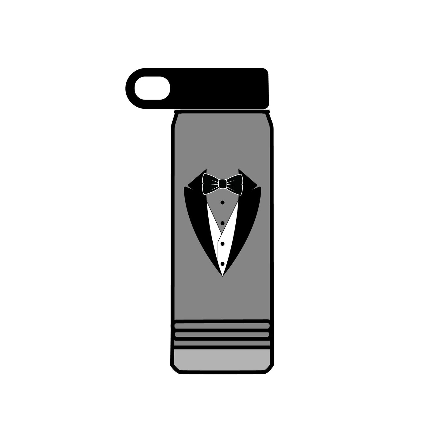 Black Tuxedo Logo Water Bottle, 20oz
